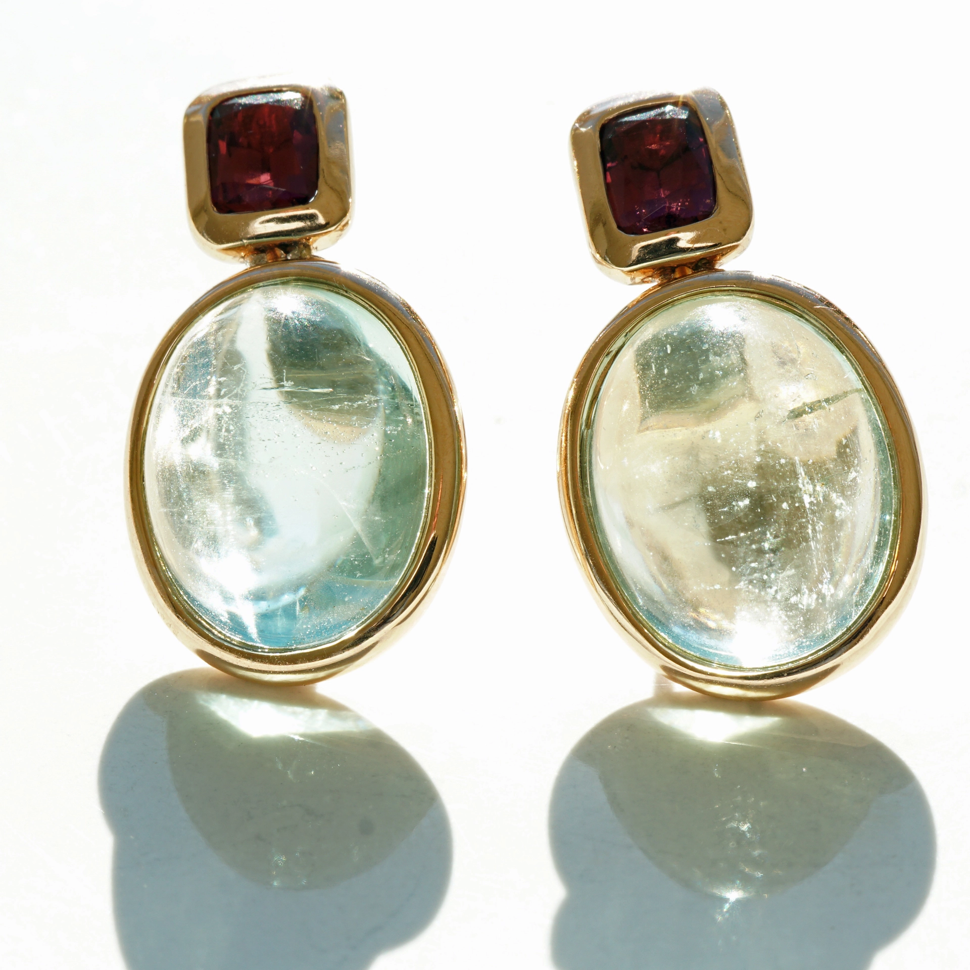 Aquamarine Tourmaline Ear Studs 18 kt Rose Gold....hey Maria Callas