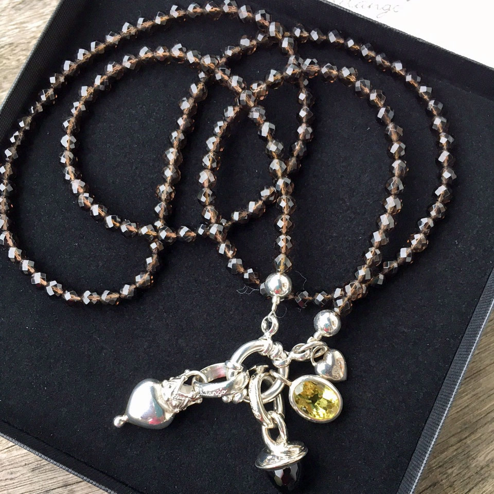 Original Chilango Pearl Necklace with white 7 mm cultured Pearls in 85 cm rosegold plated