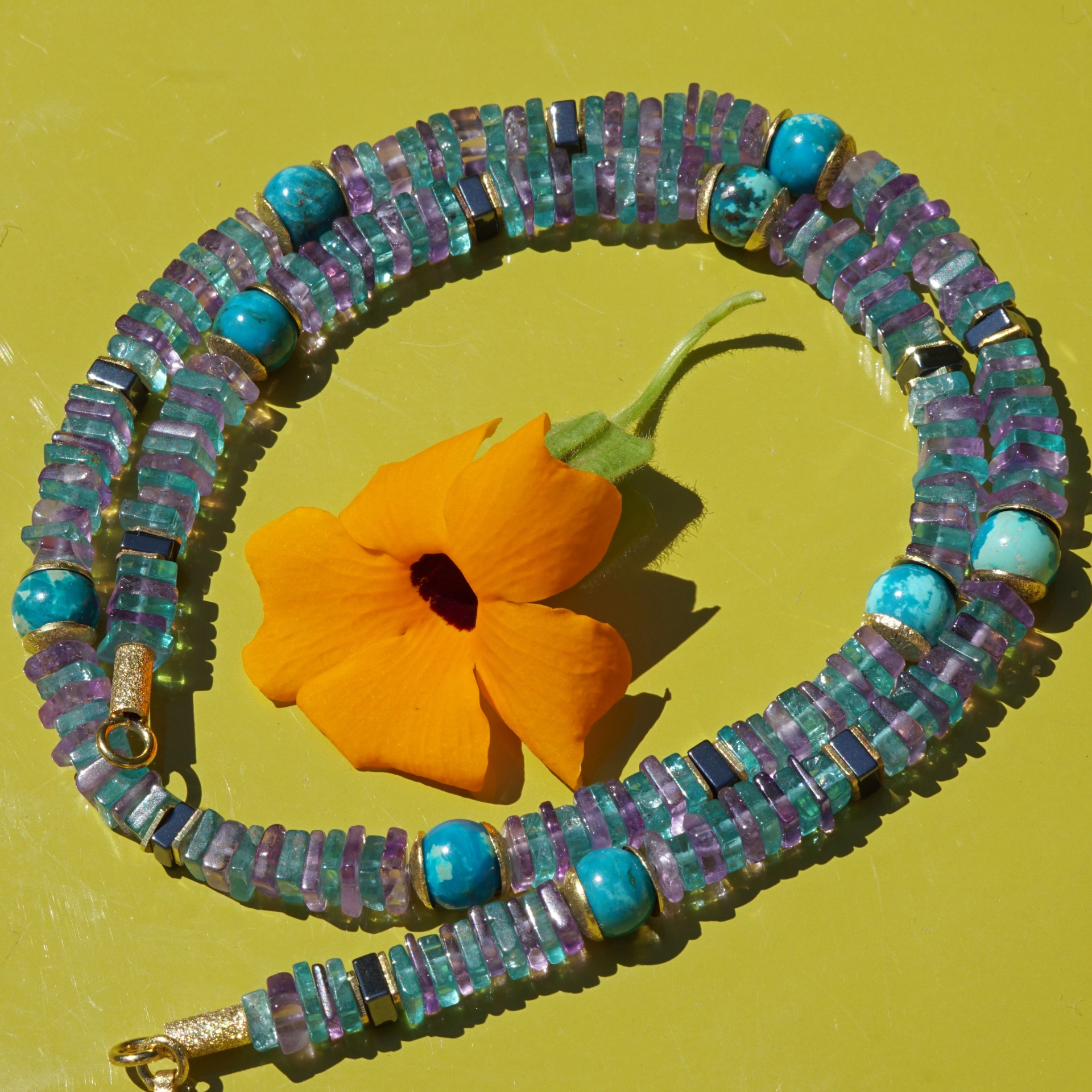 Apatite, Amethyst and Amazonite Necklace....what a Color!