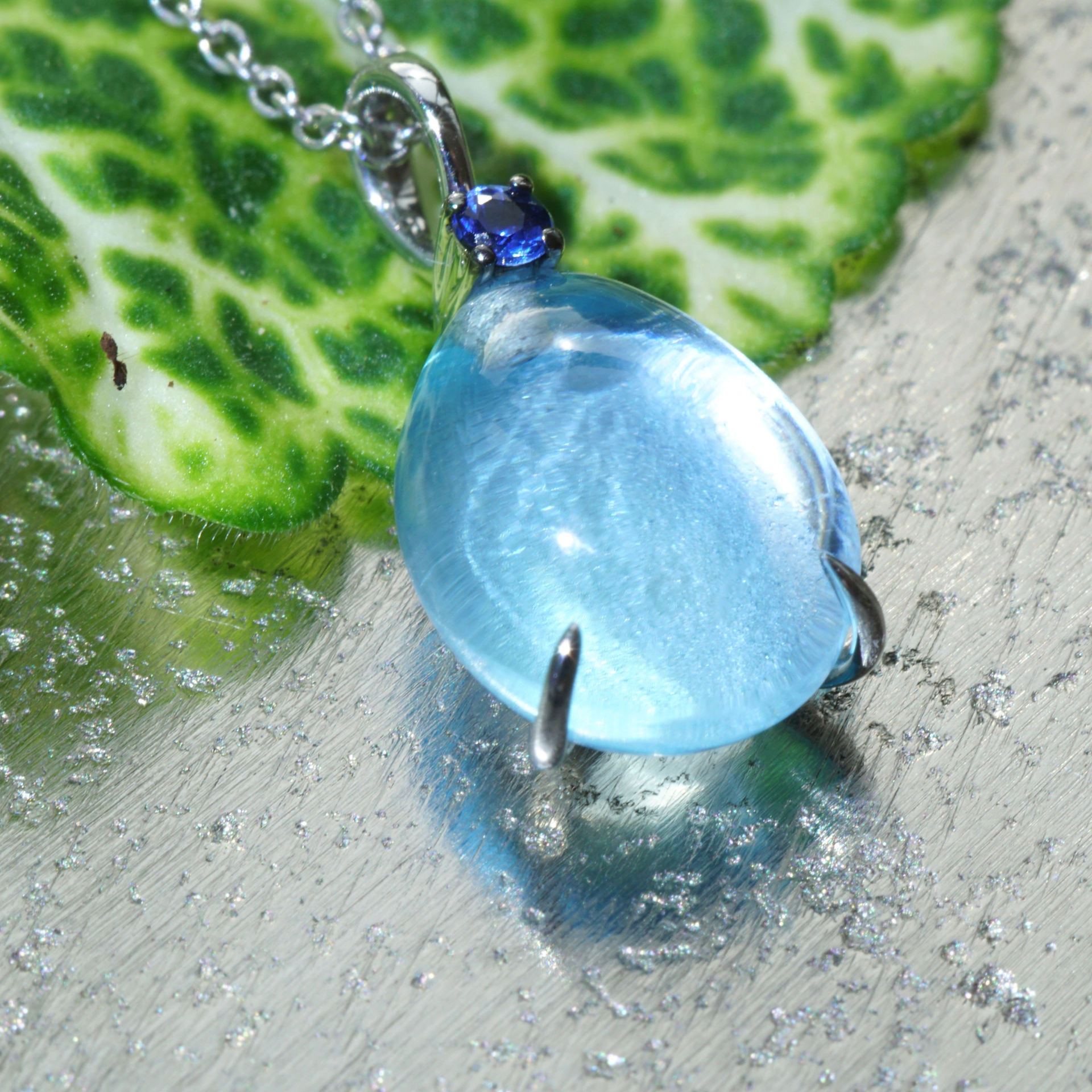Waterdrop Pendant...soo sweet...with bluetopaz and saphire...made in Italy