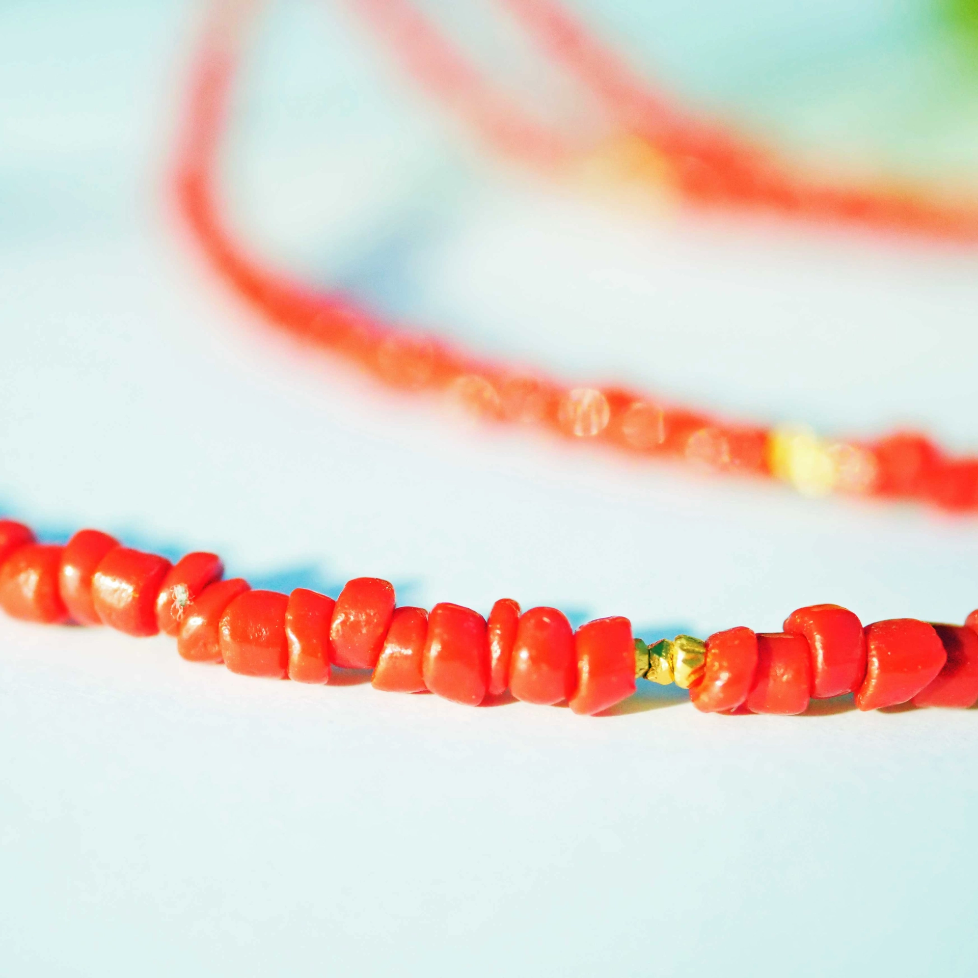 Delightful Necklace with Coral and 900 Finegold 57,5 cm 