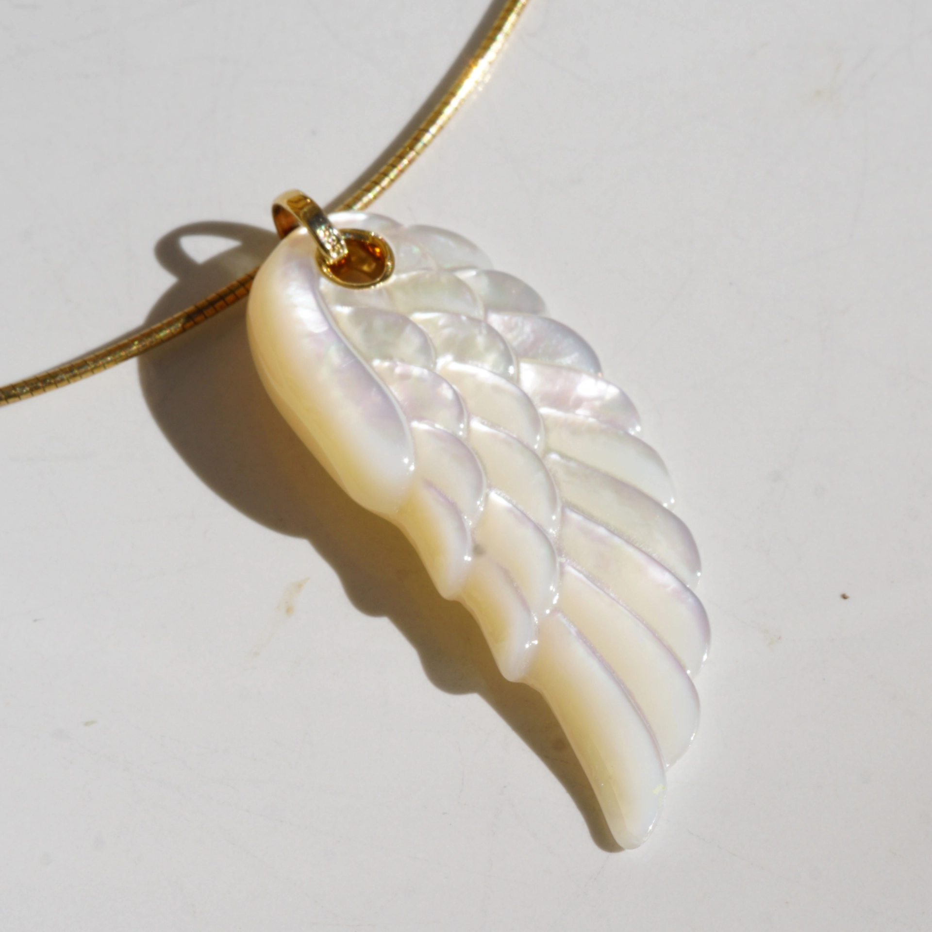 Anhänger Flügel Perlmut 585er Gelbgold weiss Engelschwingen