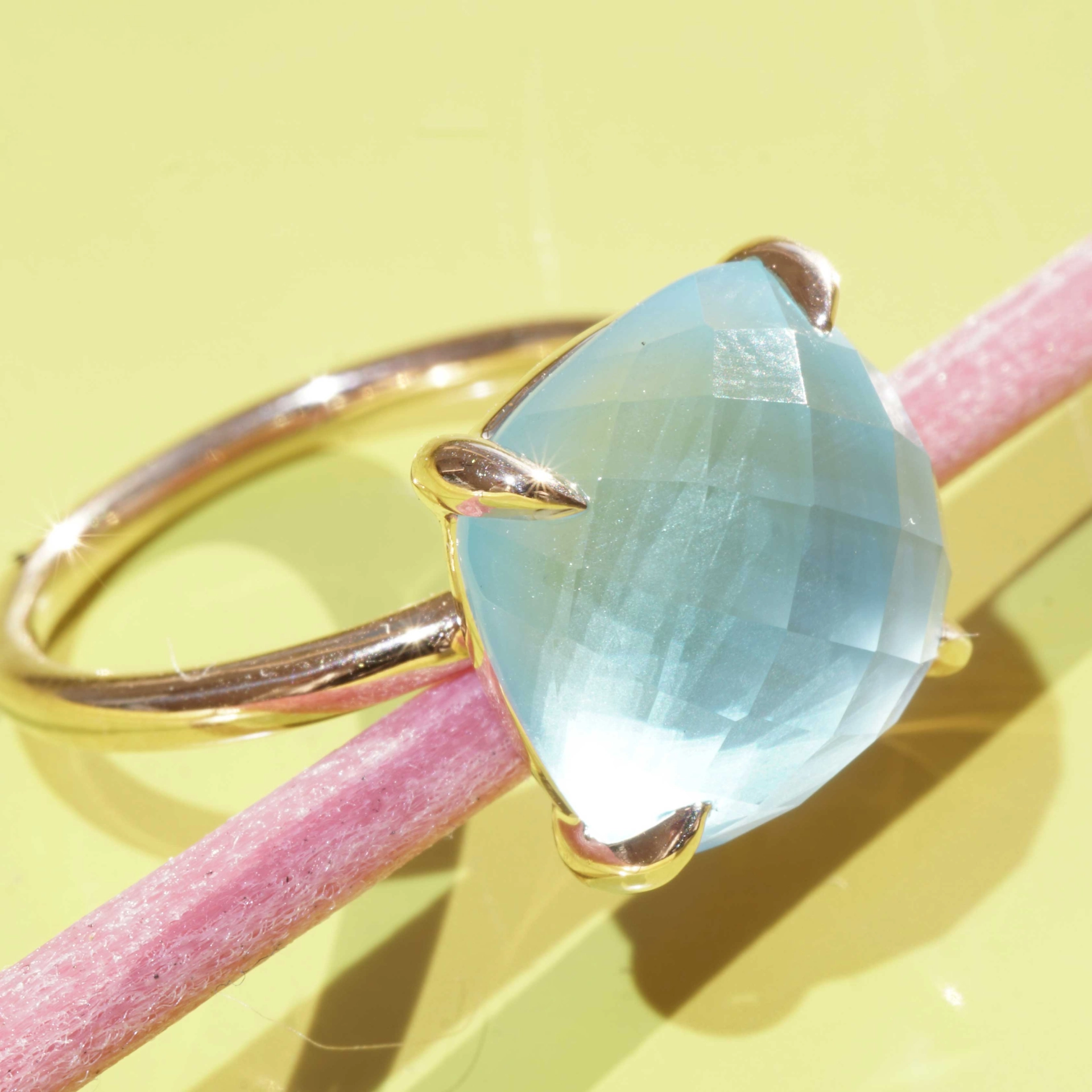 Bluetopas Ring 12 x 12 mm 18 kt Rose Gold...what a perfect Combination Ring