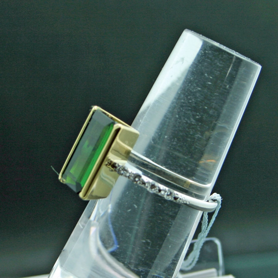 Turmalin-Brillant-Ring, 900er-Platin,750er-Gold