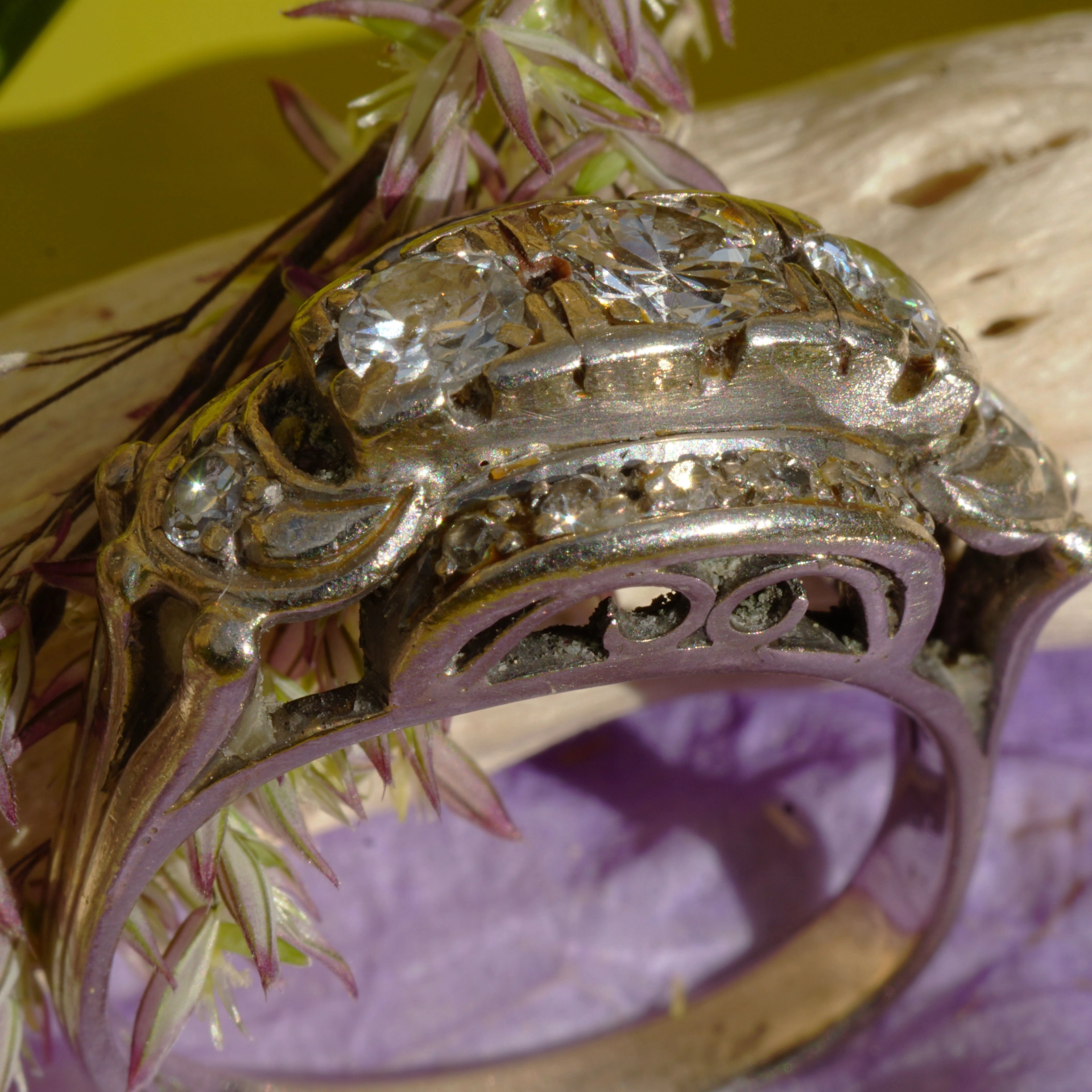 Diamond Ring 1950 with 0.50 ct Diamonds....Art Deco Style