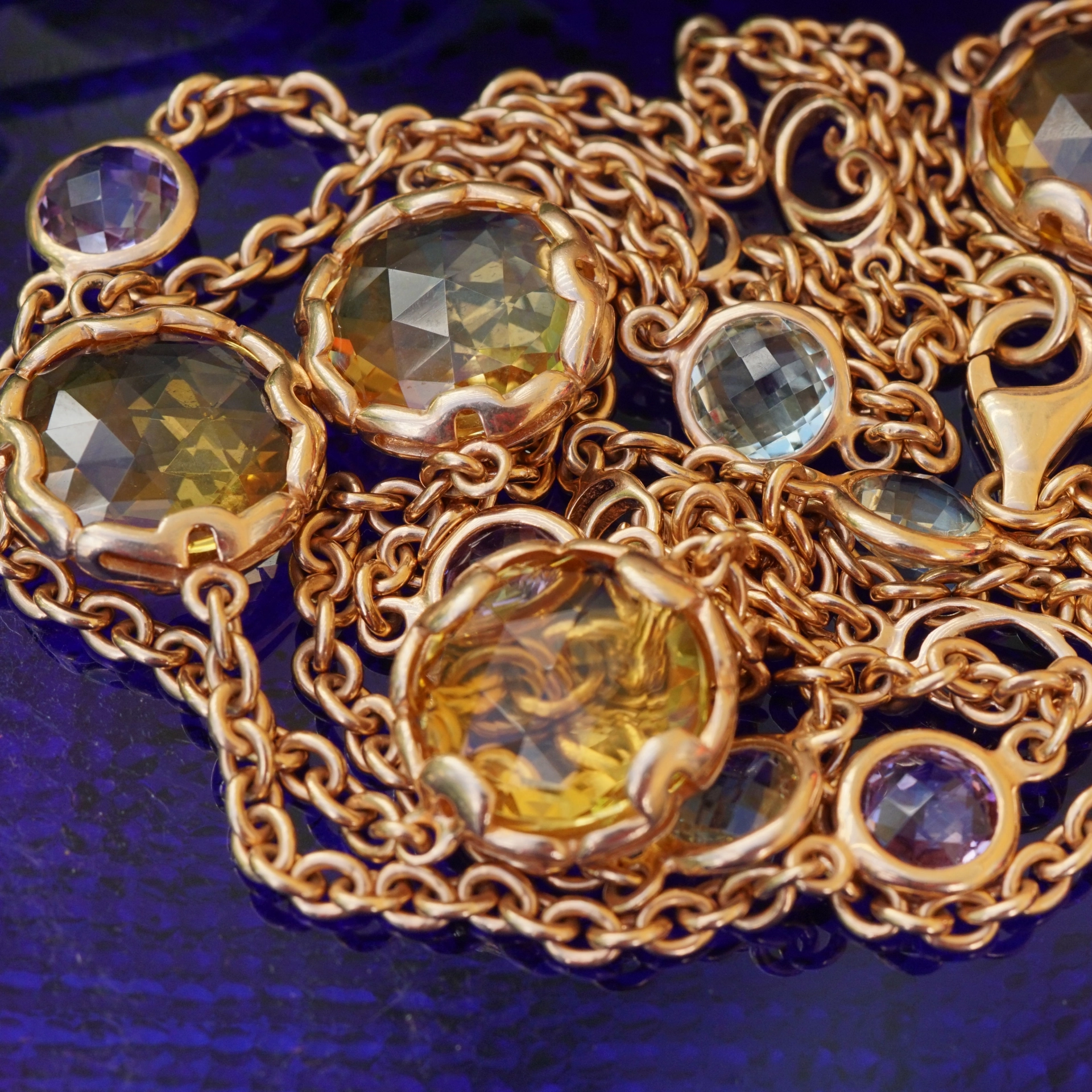 Chilango-Edelsteinkette-lang-925/Silber/rosevergoldet