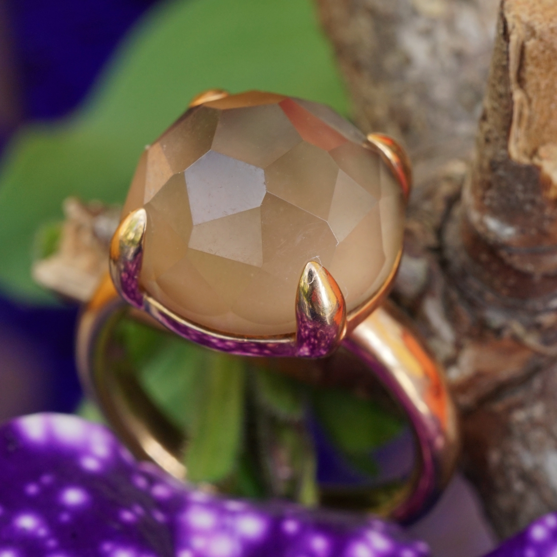 Chilango Ring 925 Silver rose gold plated Smoky Quartz 