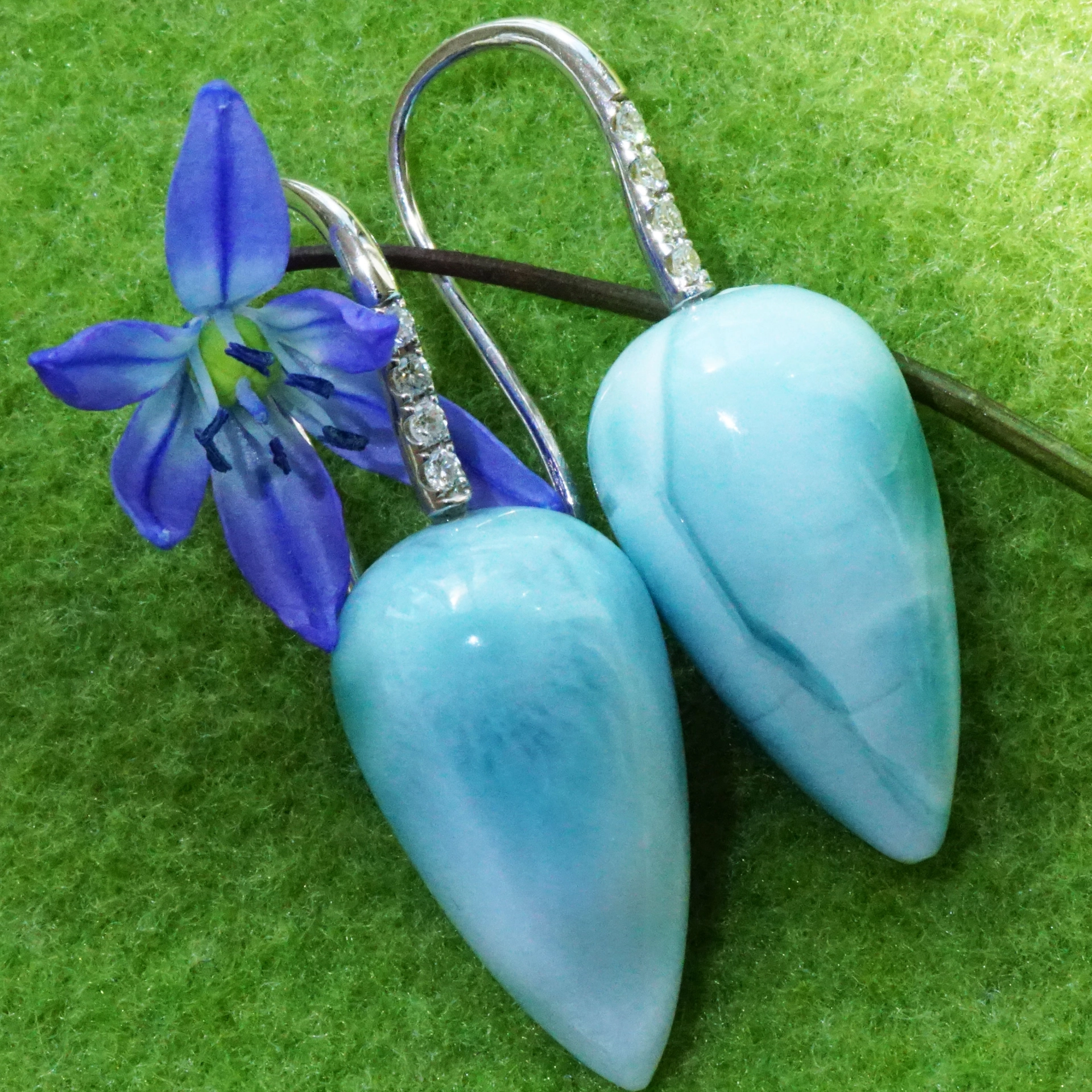 Larimar Brilliant Earring 18 kt White Gold Caribic Feeling