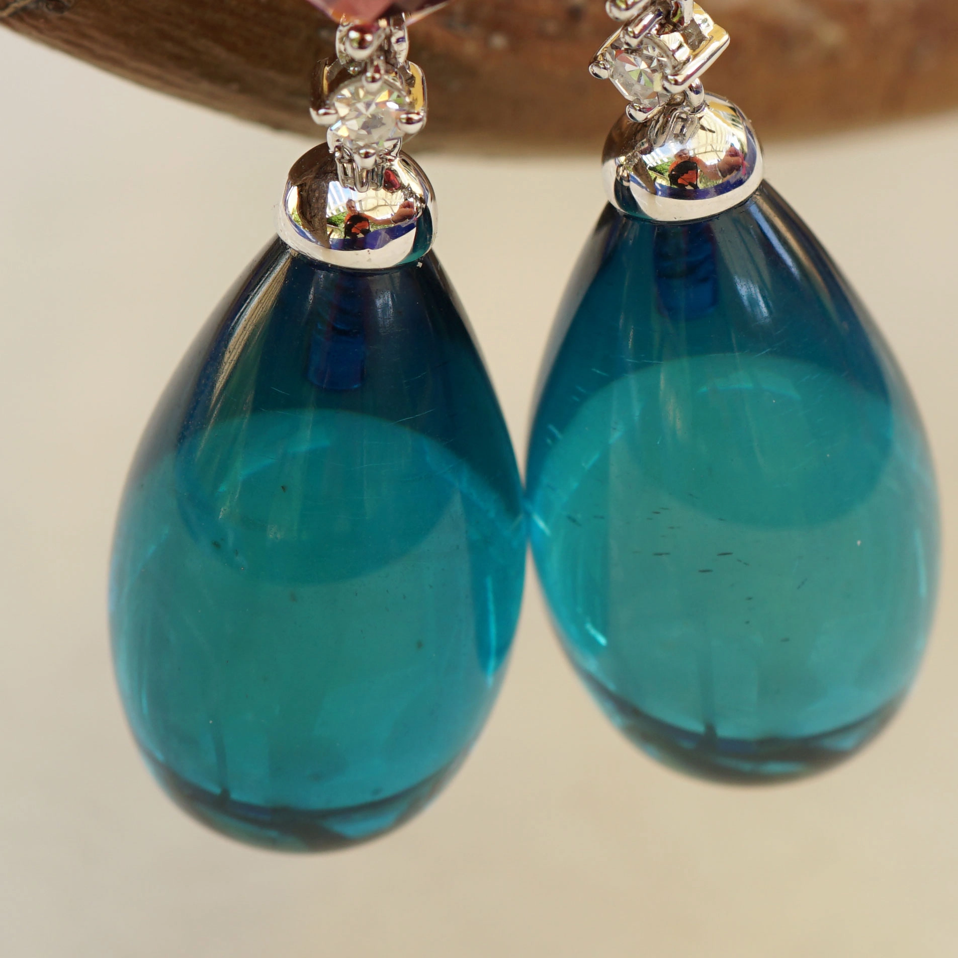 Amber Tourmaline Earrings with Brilliants 18 kt Gold ....the summer will be hot