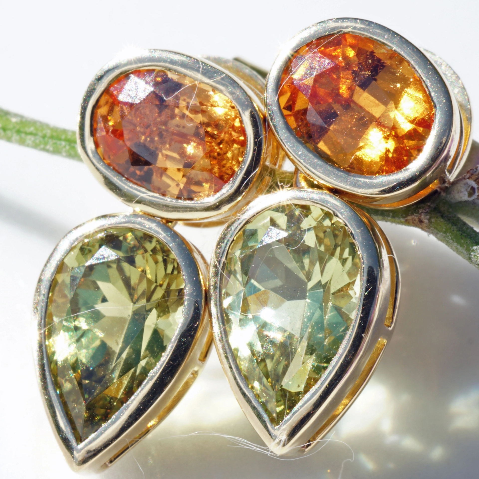 Exotic colors....Mandarin Garnets from Nigeria and Andradite Grossular Garnets  from Mali..