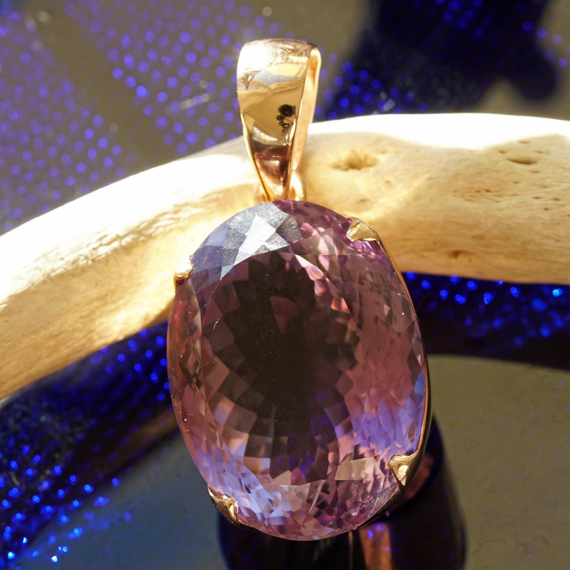 Amethyst Anhänger 925er Silber rosevergoldet 67 ct XXL Größe 48 x 24 mm