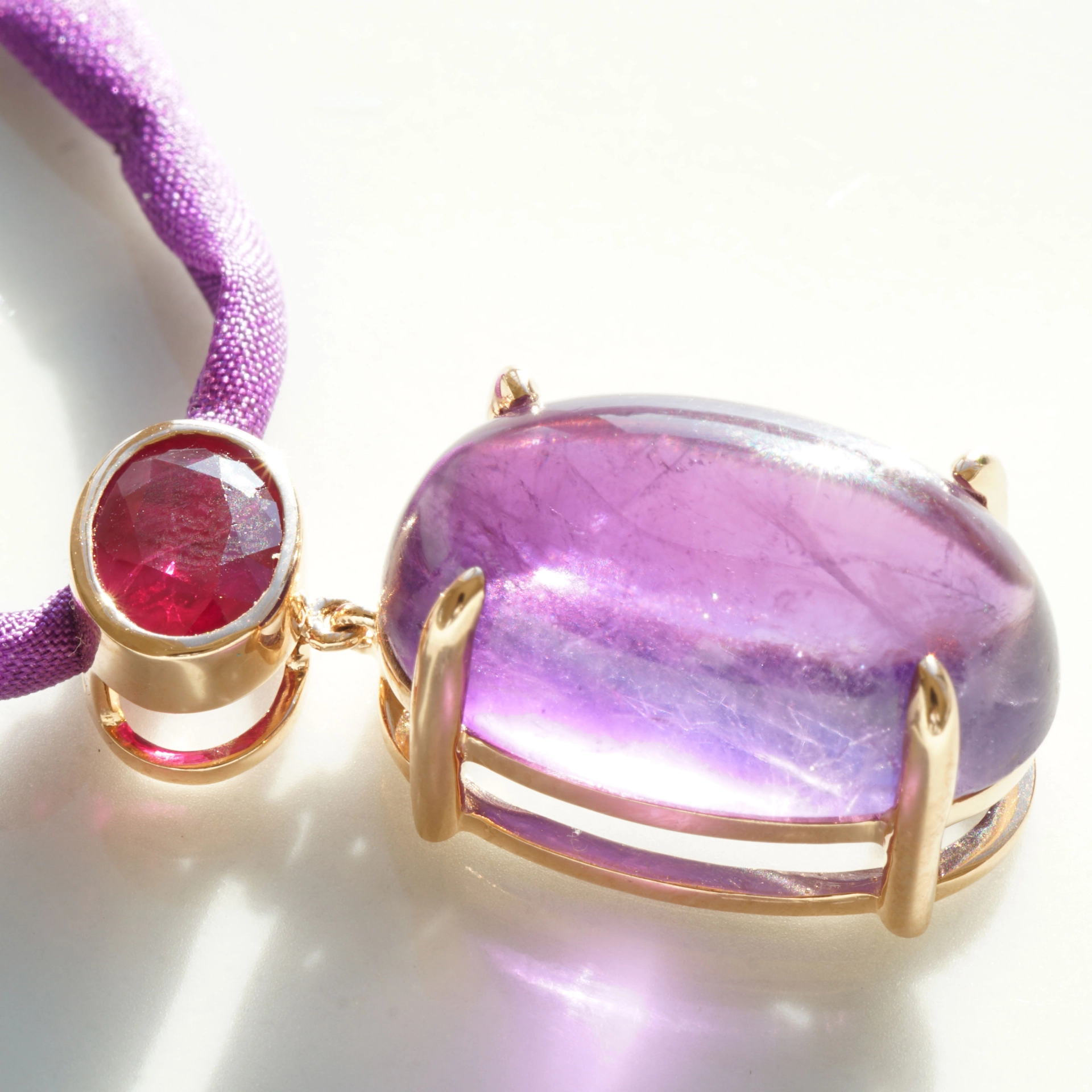 Ruby from Burma meets Amethyst from Brasil...soo beautyful