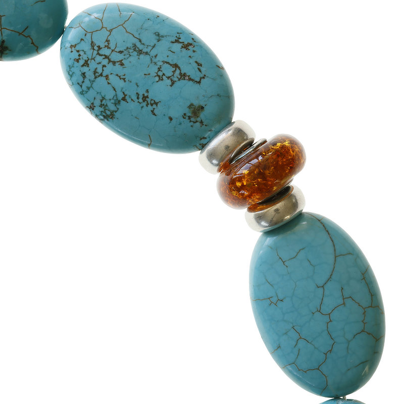 Turquoise amber necklace with magnetic clasp in 925 silver and flower pendant I This is how amber looks fresh and fashionable