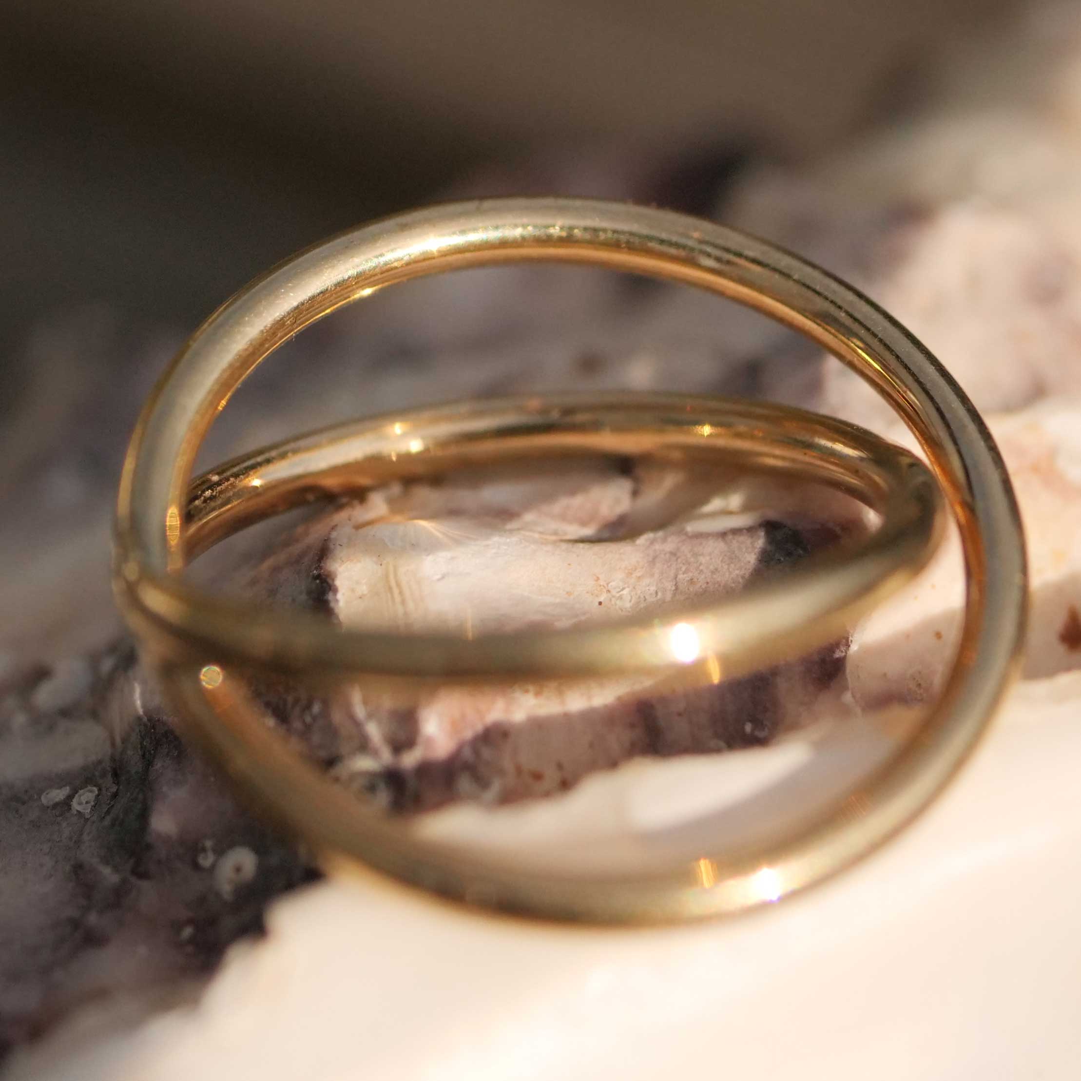 Guido Maria Kretschmer Jewellery Double Rail Ring in 375 Yellow Gold 17 mm D.