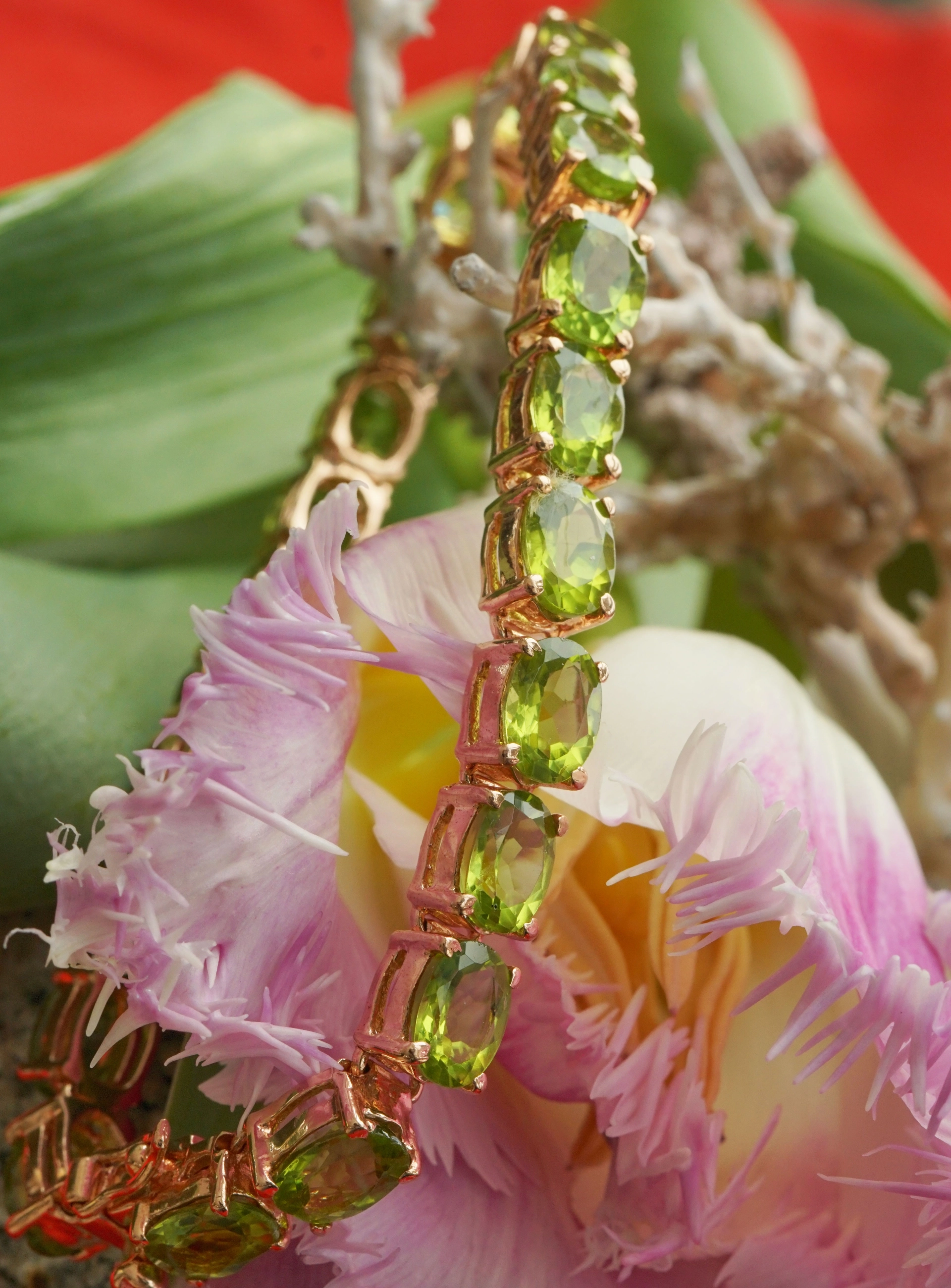 PERIDOT ARMBAND 25 ct Silber rosevergoldet 19 cm you will love this green fire