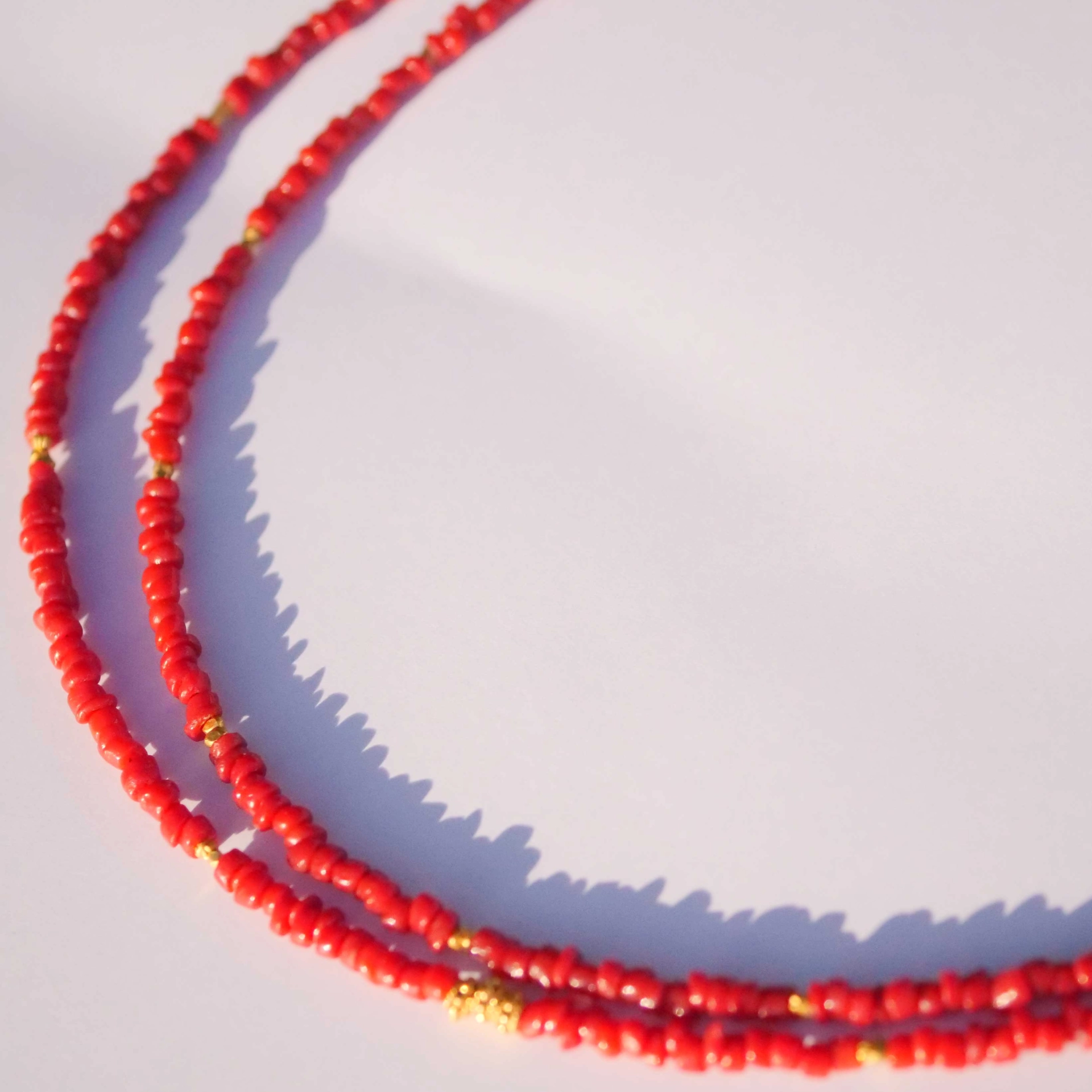 Delightful Necklace with Coral and 900 Finegold 57,5 cm 