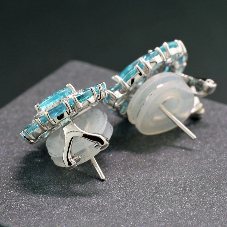 Apatit Brillant Ohrstecker in 750er Weißgold 0.20 ct....karibikblau
