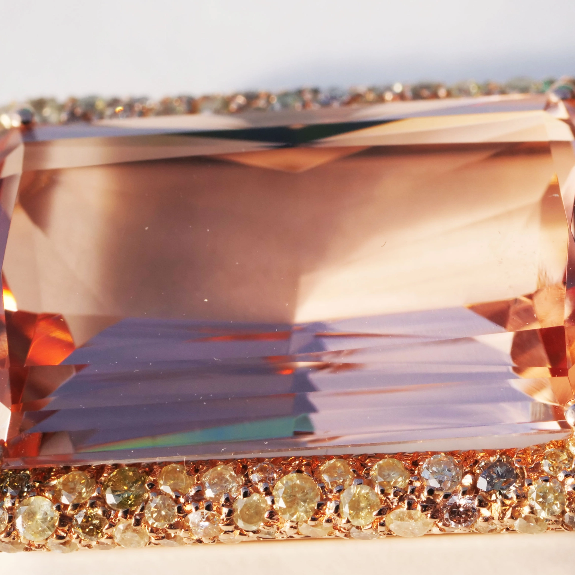 Morganite Diamond Pendant Rosegold 18 kt....wonderful 15 Carat Gem
