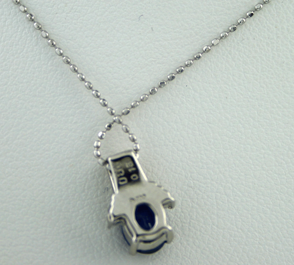 Saphir Brillant Anhänger mit Kette 850er Platin