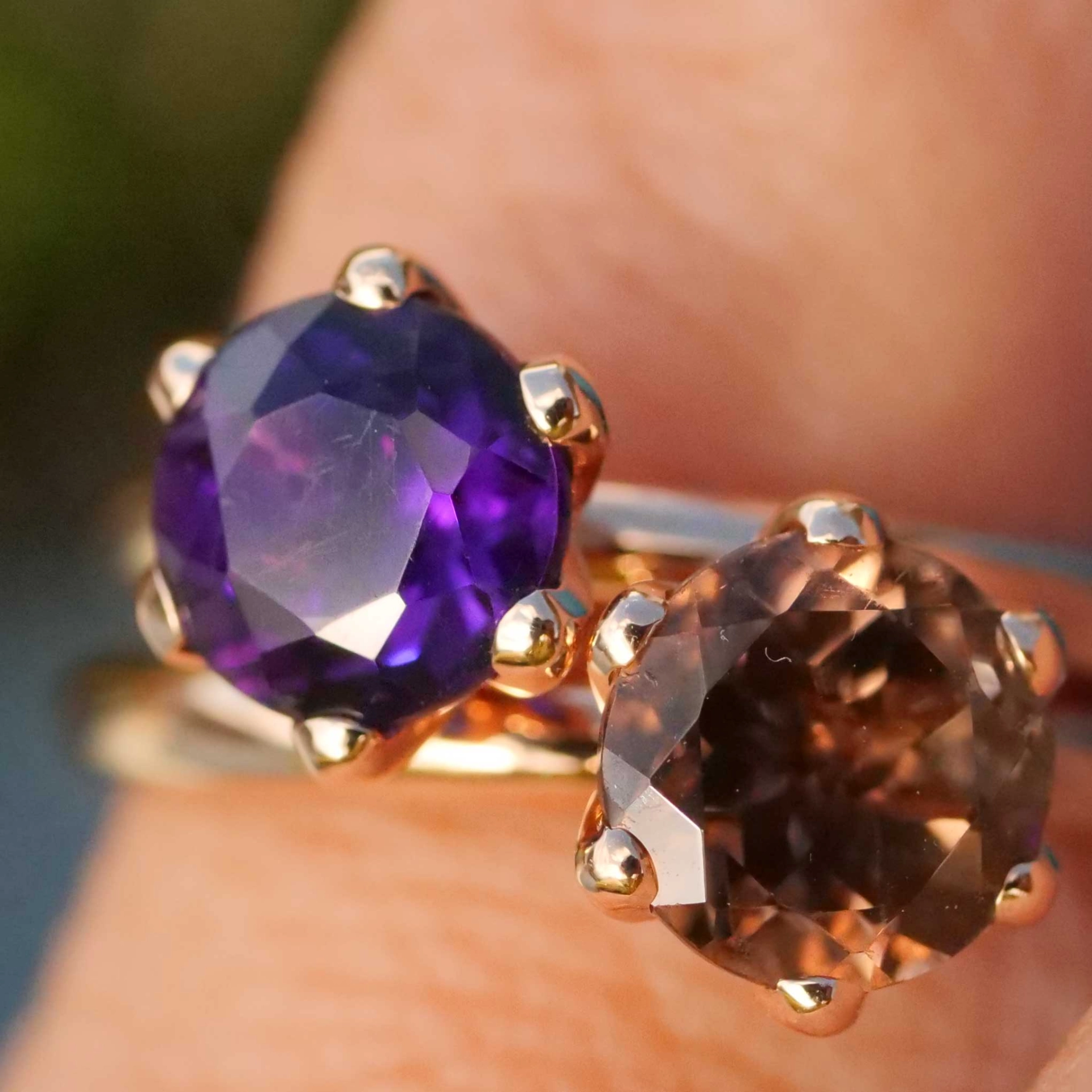 Bestseller Combination Ring made in Valenza...18 kt Rose Gold with Amethyst