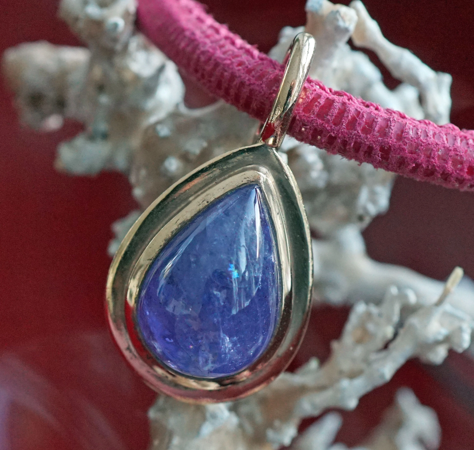 Tansania Pendant 31 x 16 mm Silver 925 Roségold plated great color