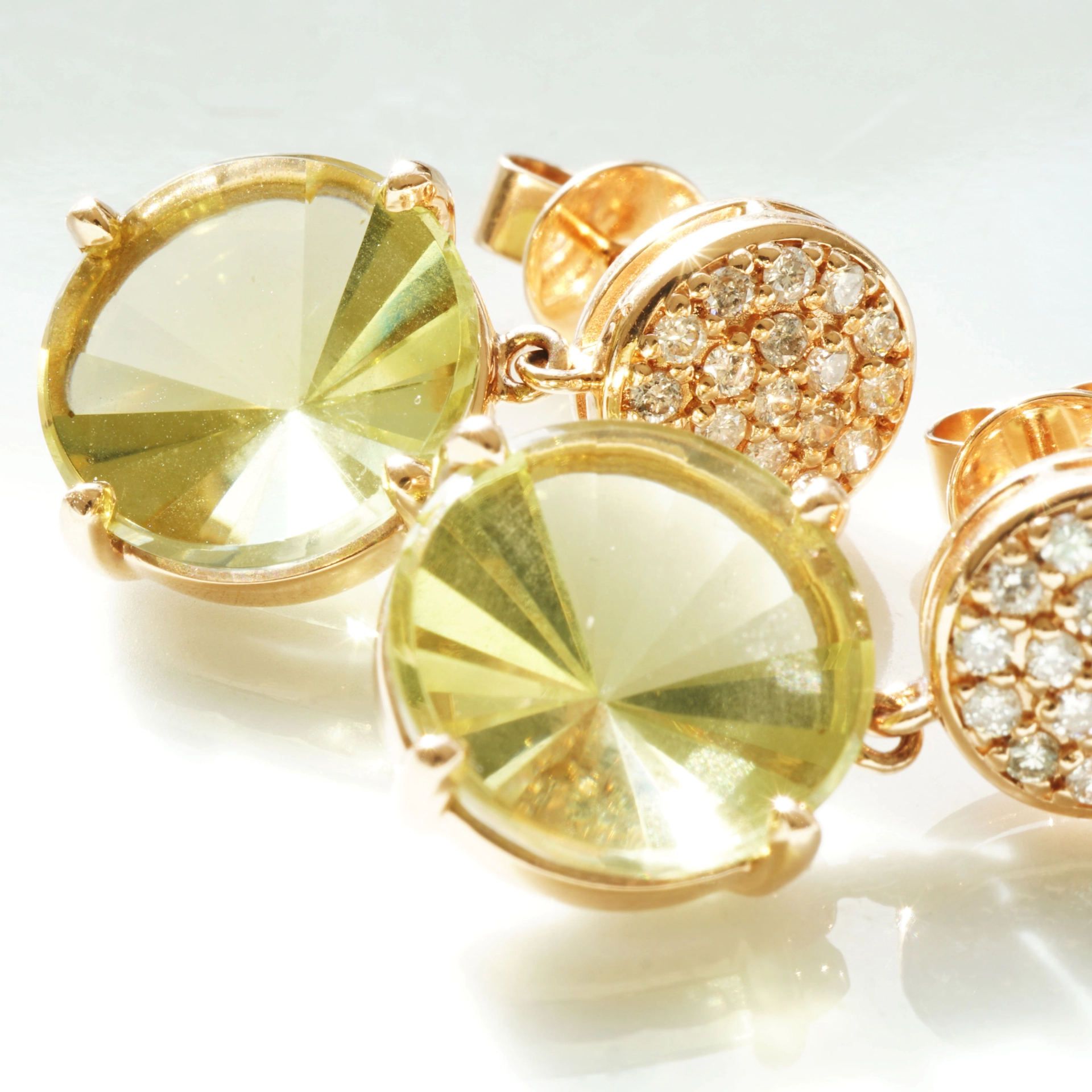 Mastercut Lemonquartz Diamond Earrings....cool modern Style