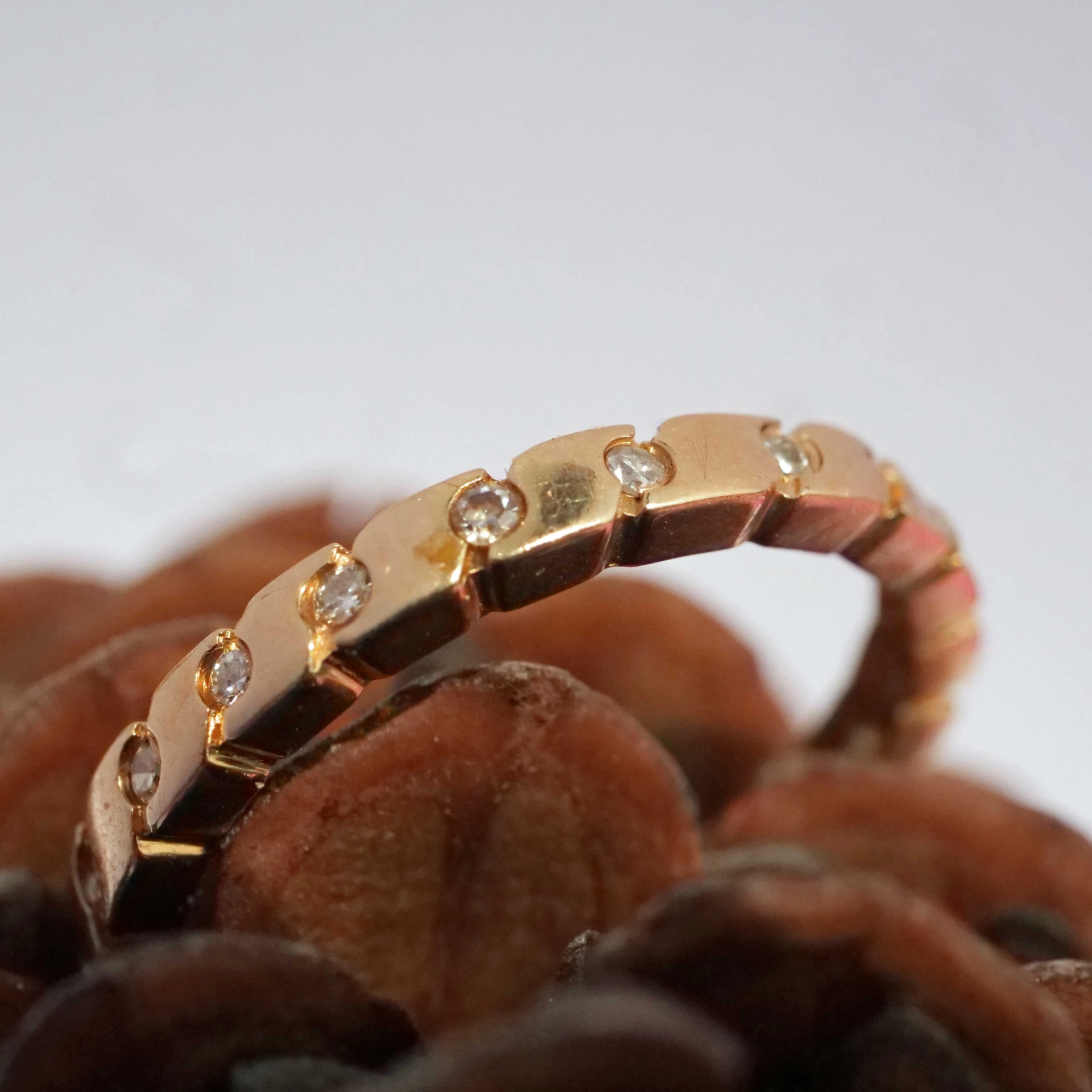 Men´s Eternity Diomond Ring 14 kt Yellow Gold 0.25 ct S-Shape Design