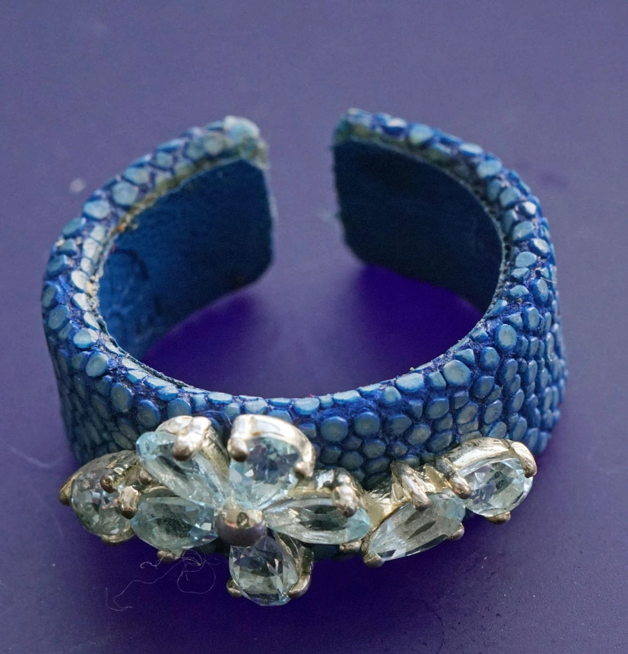 Topas Rochenleder Ring 925er Silber