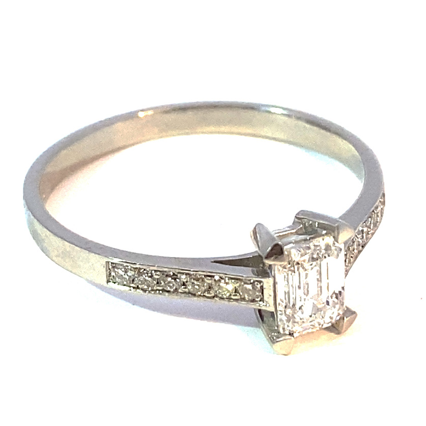 Emerald Diamond Ring 0.64 ct D VS2 Silhouette Bentner GIA Certificate 950 Platinum