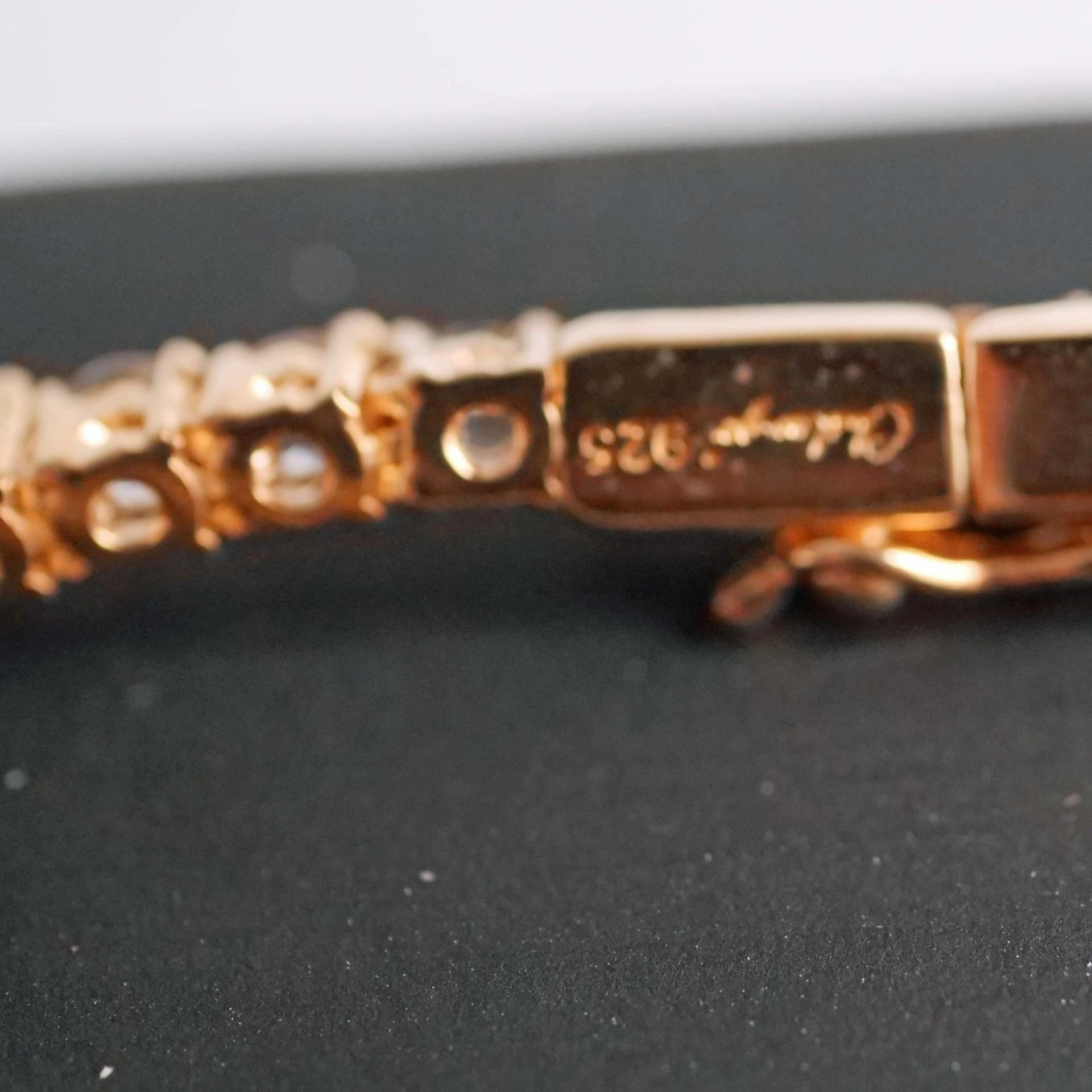 Chilango Tennis Bracelet 925 Silver 18 kt Gold Plated  19,5 cm lenght Rock Crystals