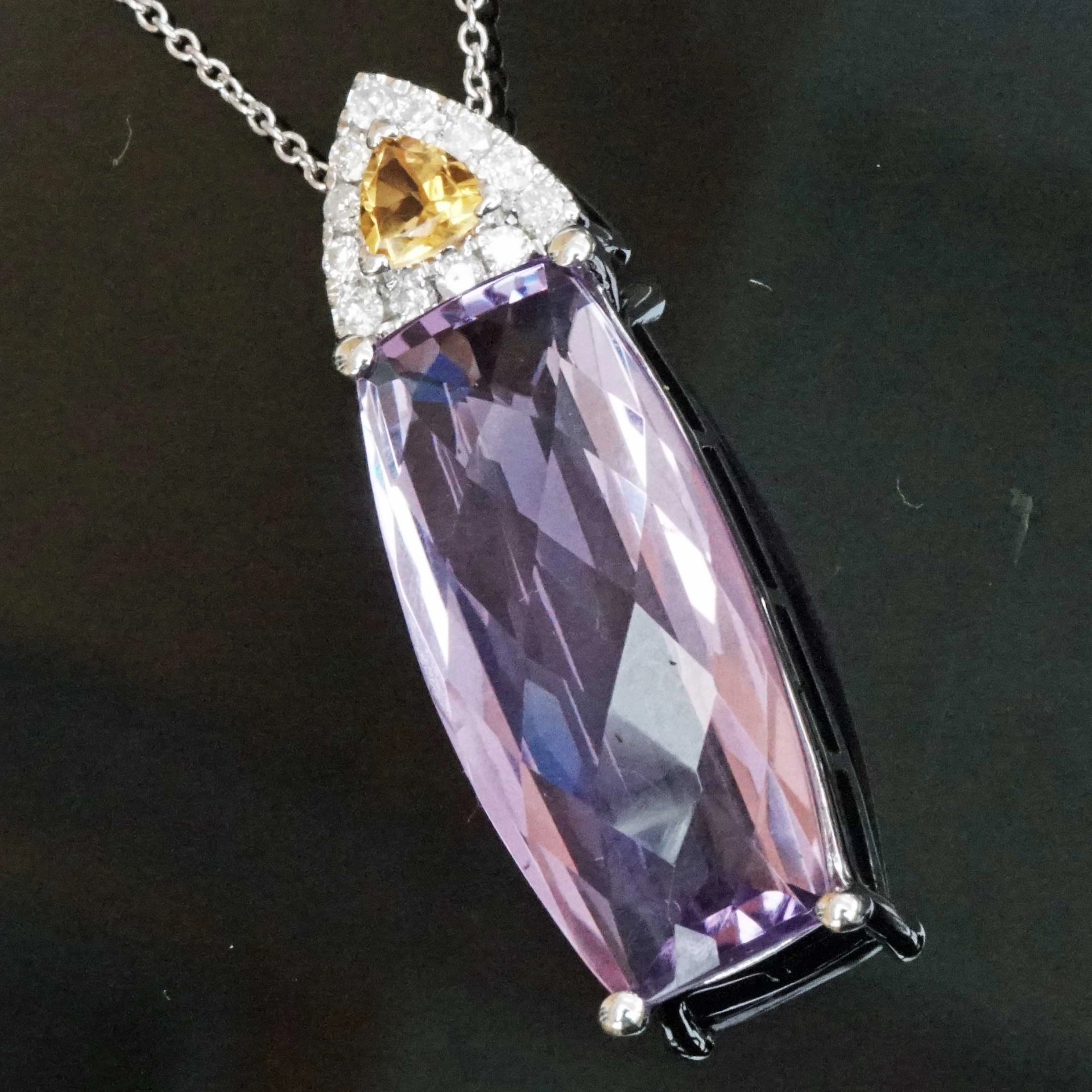 Amethyst Citrin Brilliant Pendant with Chain 18 kt White Gold...so graceful