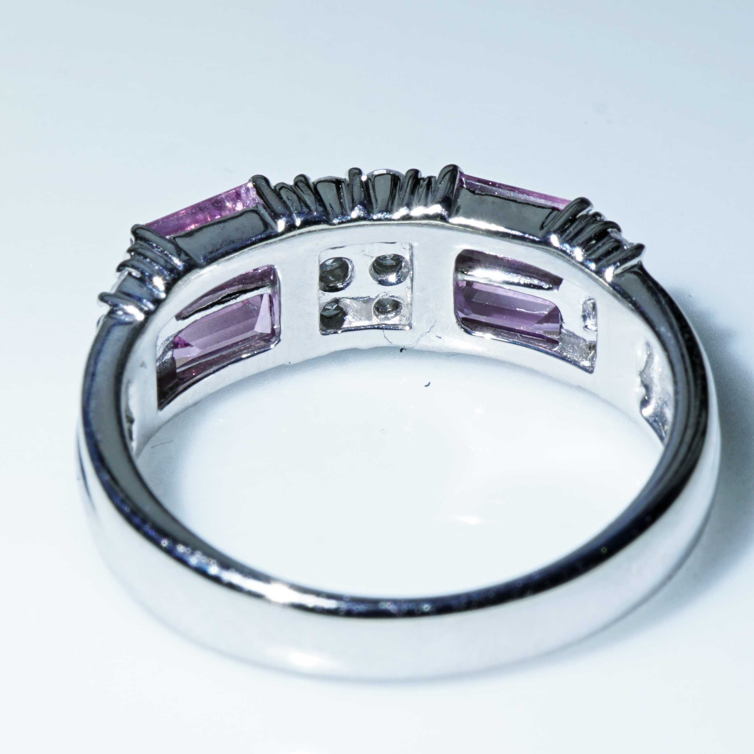 Pink Tourmaline Brilliant Ring 900 Platinum 1.18 ct 0.34 ct fancy Shape with geometric Structure