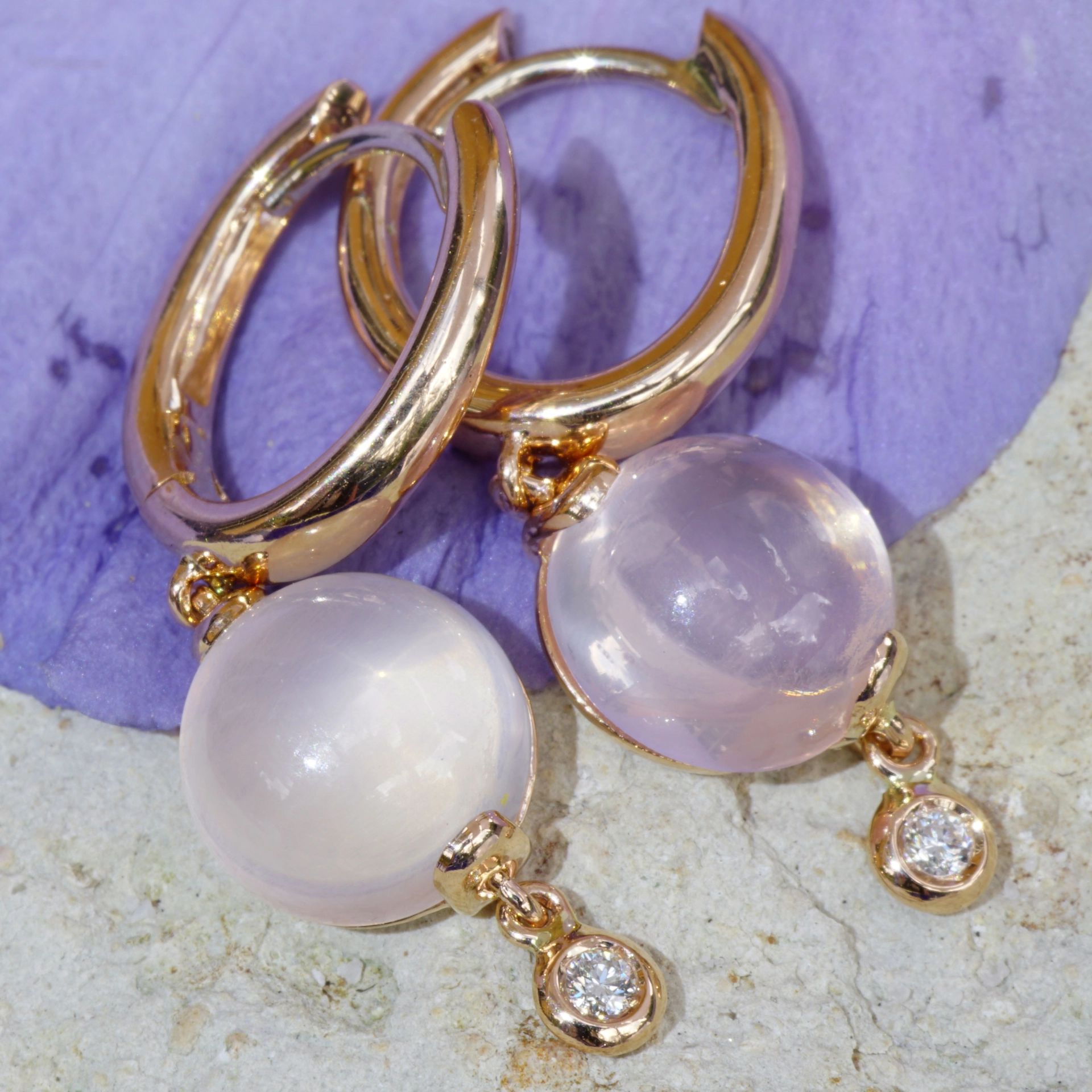Rosequartz and Diamonds....ideal Kombination with Rosegold