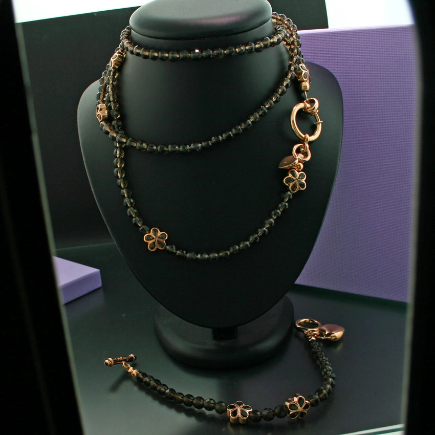 Chilango Kette lang Quarz Margeritte 925/-Silber/rosegoldplated,