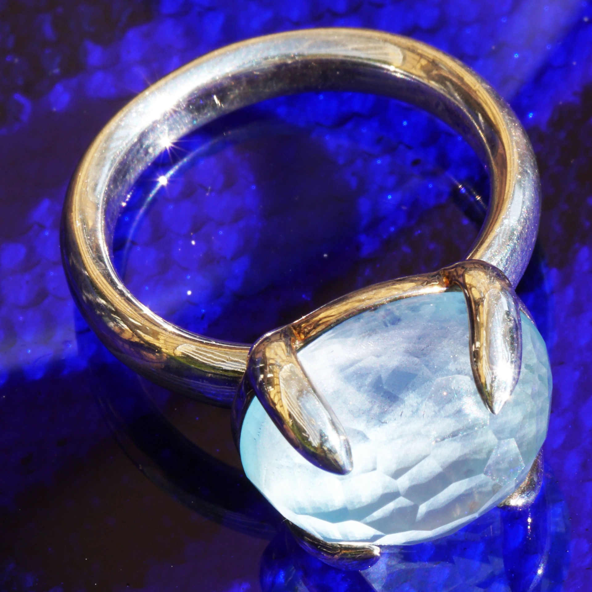CHILANGO RING Blue Topaz bombastisch 925er Silber neu mit orig. Etui massiv