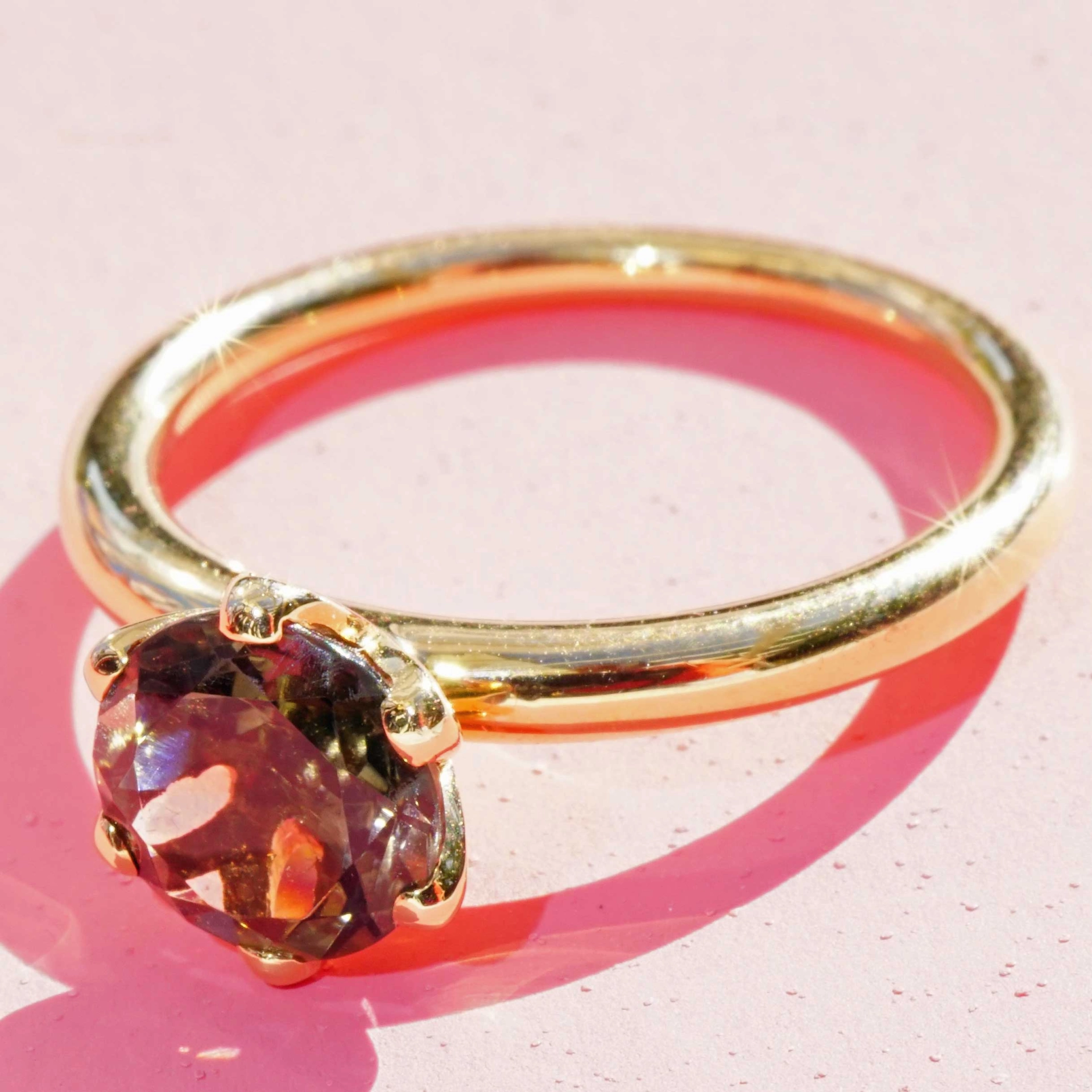 Bestseller Combination Ring made in Valenza...18 kt Rose Gold with Smokey Quartz