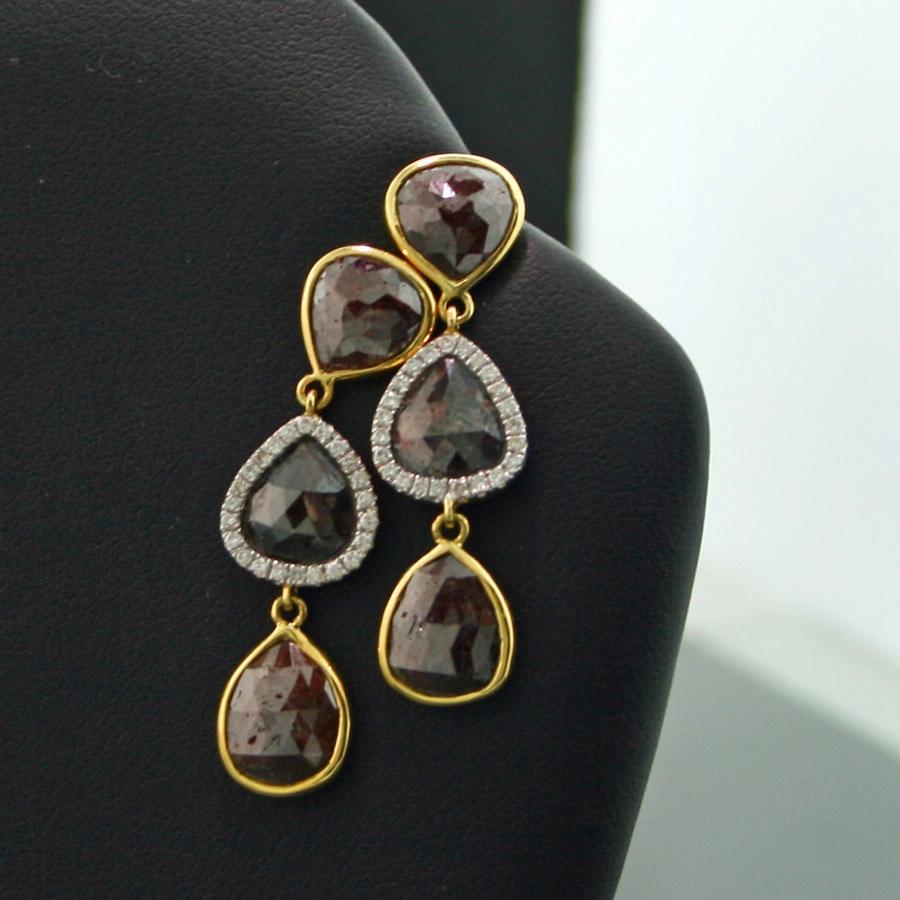 Orhänger mit Diamantrosen-7.36 ct-Brillanten-750er-Gold