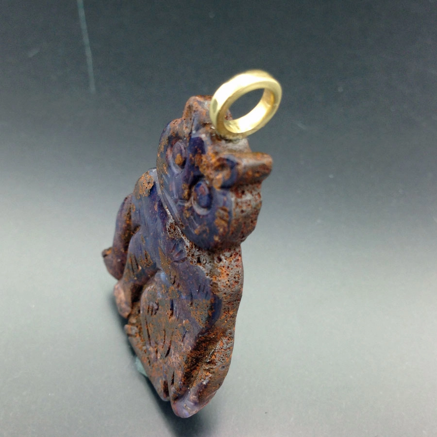 Boulder-Opal-Anhänger mit großer Rundöse in 585er-Gelbgold