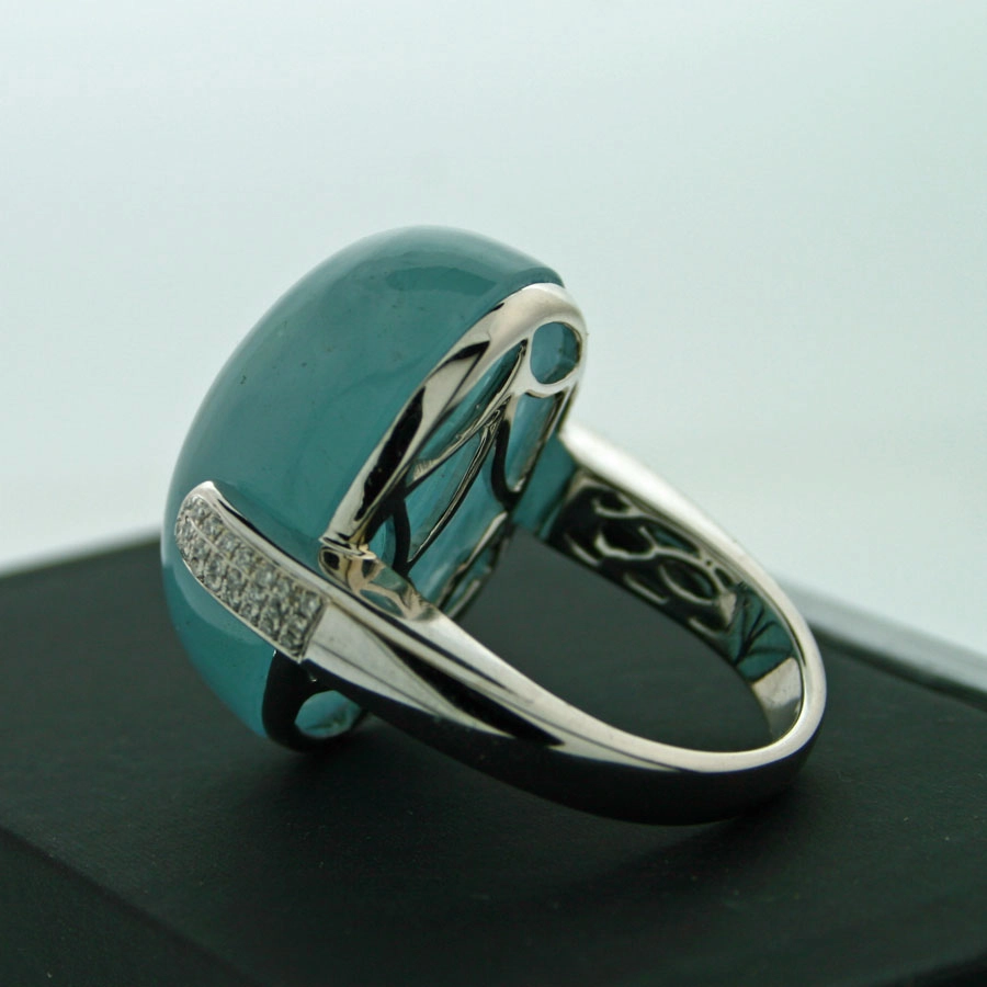 Aquamarin-Brillant-Ring, 750/-WG/-18 kt.