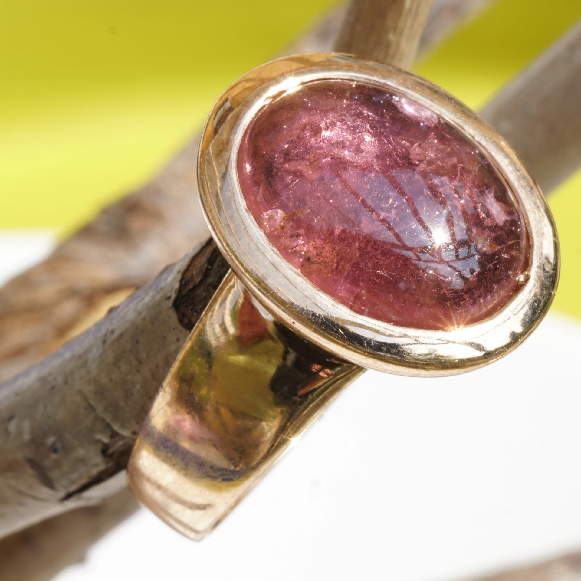 Tourmaline Ring Silver Rosegold plated pleasently wearable