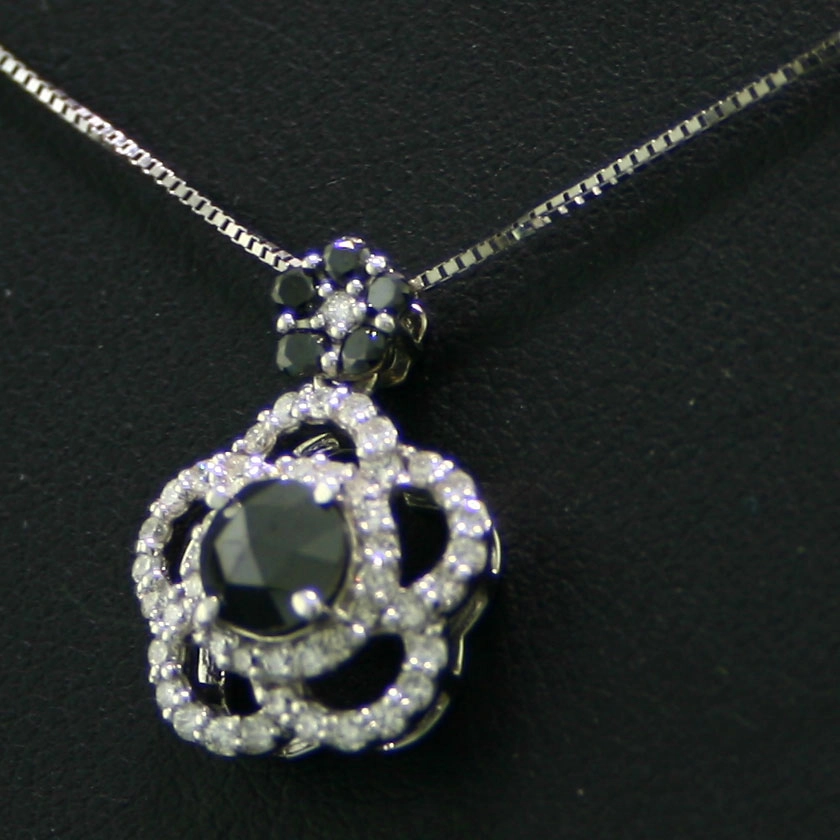 Brillantanhänger mit Kette, 750/-WG., schwarz-weiß