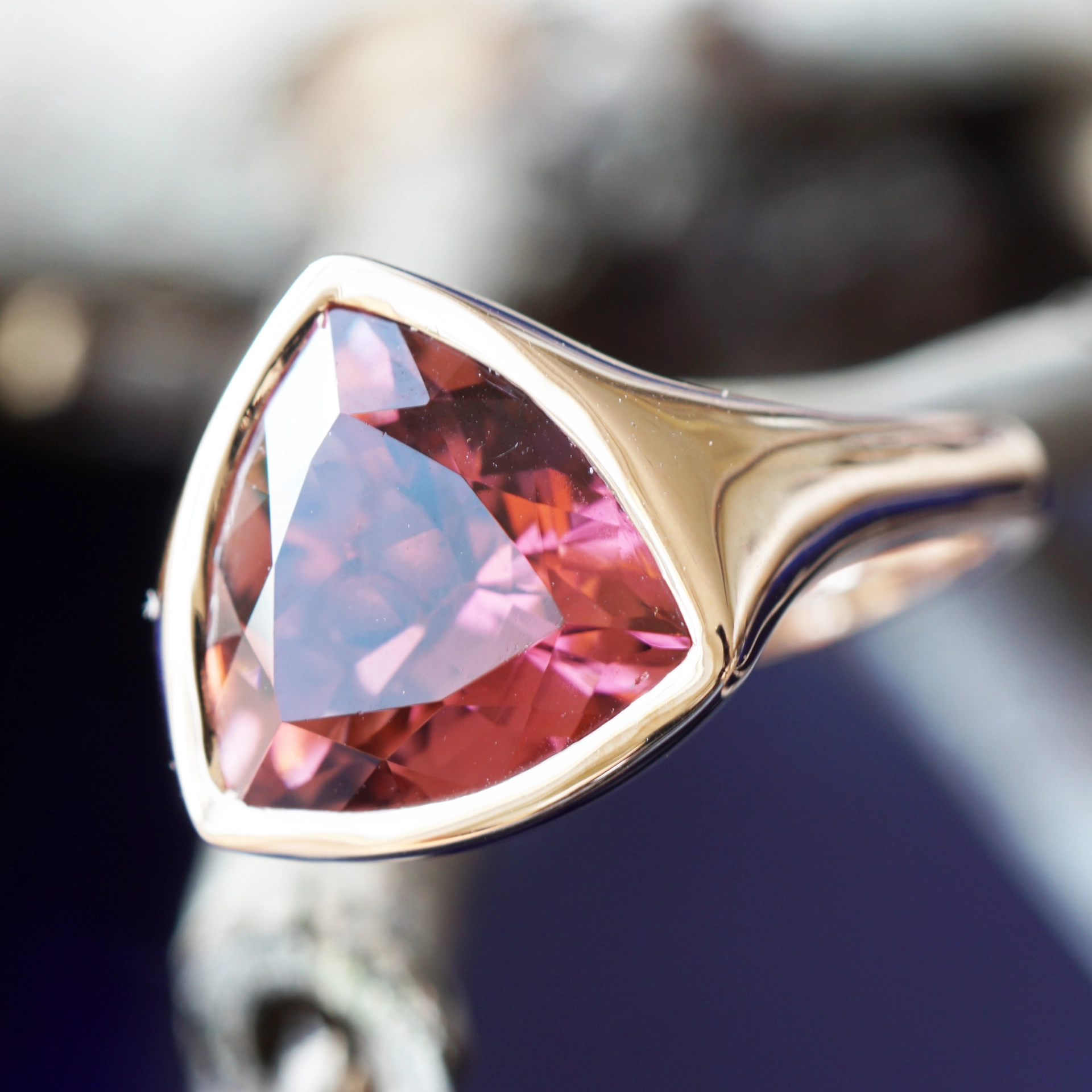 Turmalin Ring 750er Rosegold rot-orange 5.34 ct 15 x 14 mm AAA+