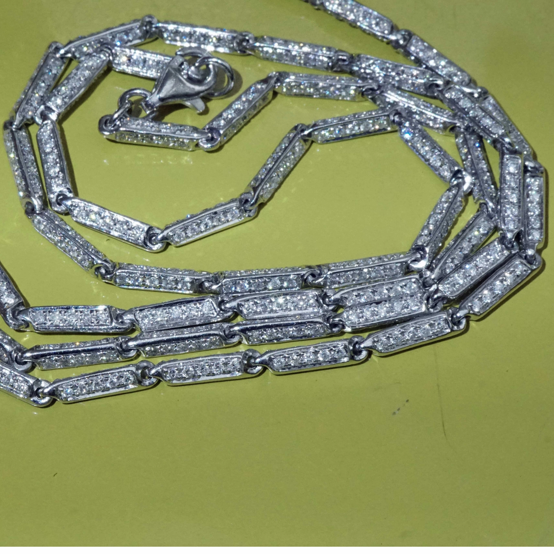 Brilliant Necklace 6.65 ct made with 1050 Diamonds 18 kt White Gold..Opera Lenght with 70 cm