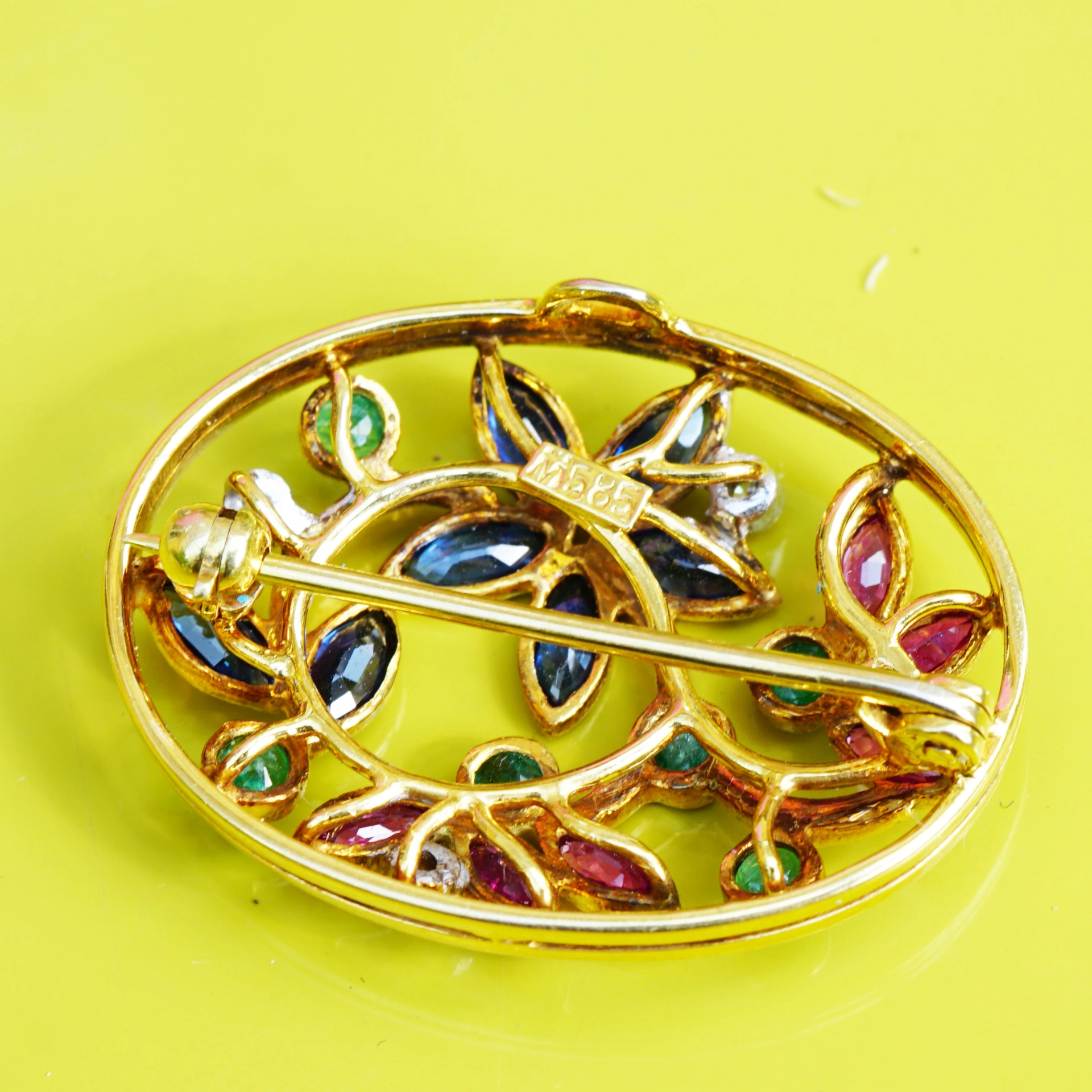 Edelstein Brillant Brosche Anhänger 585er Gold erlesen und fein..