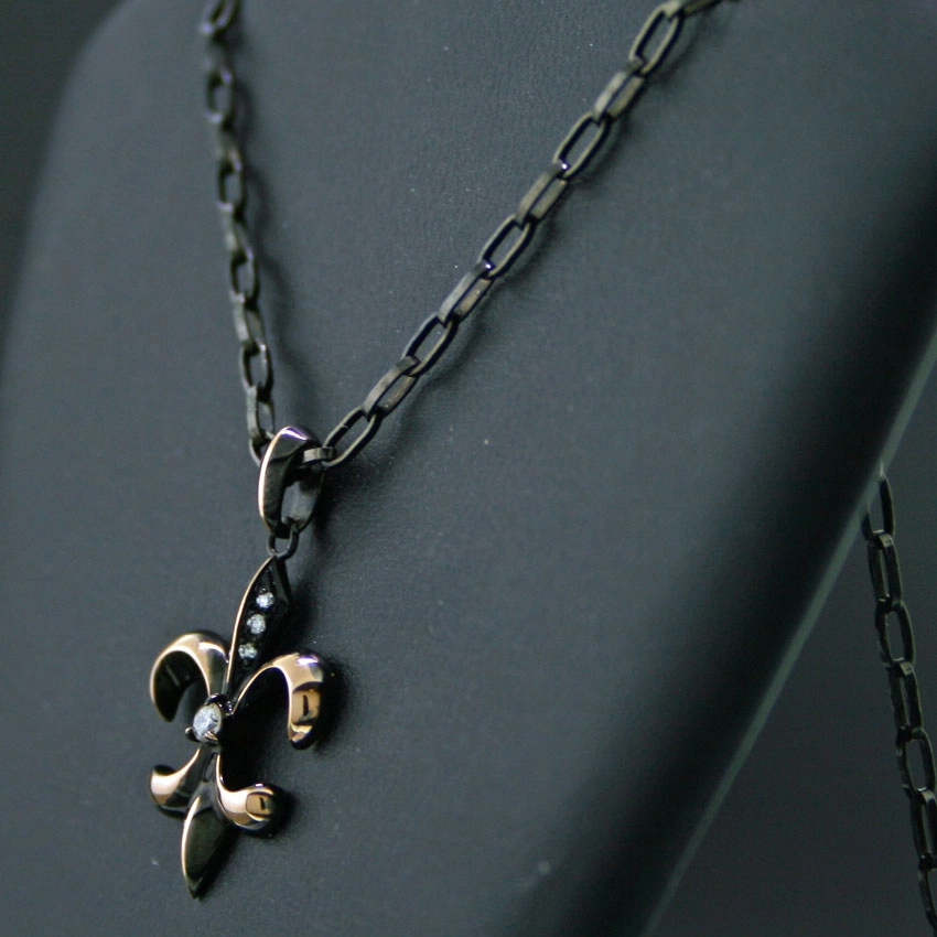 Diamantanhänger mit Kette, 750/-Rose´g., schwarz rhodiniert