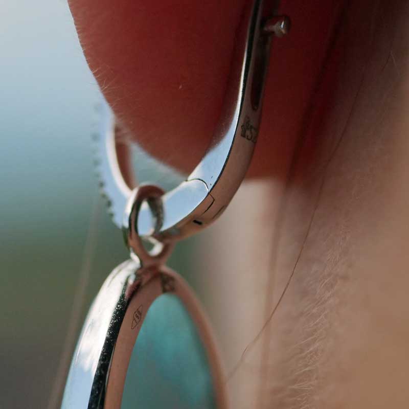 Larimar brilliant hoop earrings 750 white gold 0.20 ct TW VS I unhookable and so blue beautiful