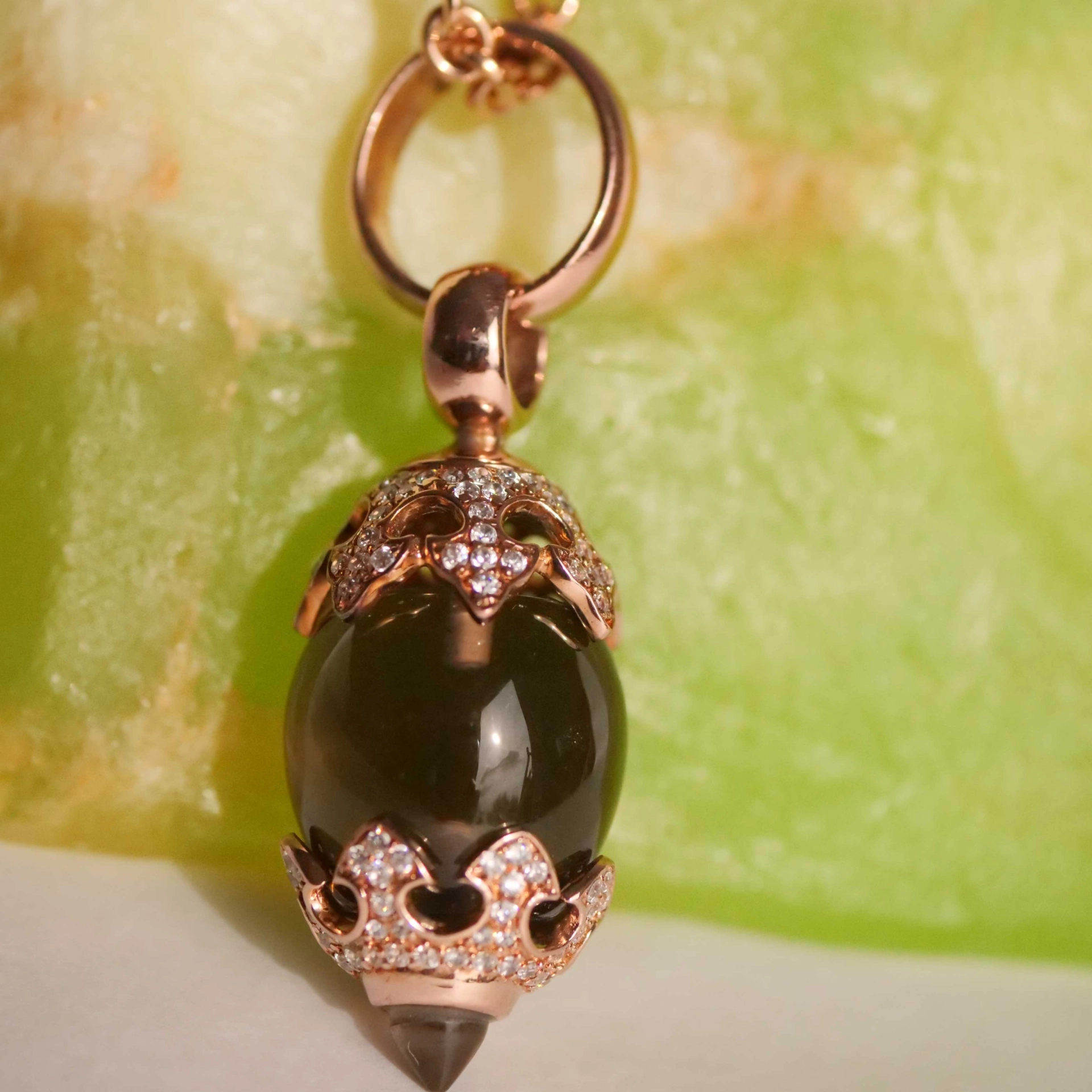Chilango Pendant Crystal Smokey Quartz Crown Circonia 925 Silver
