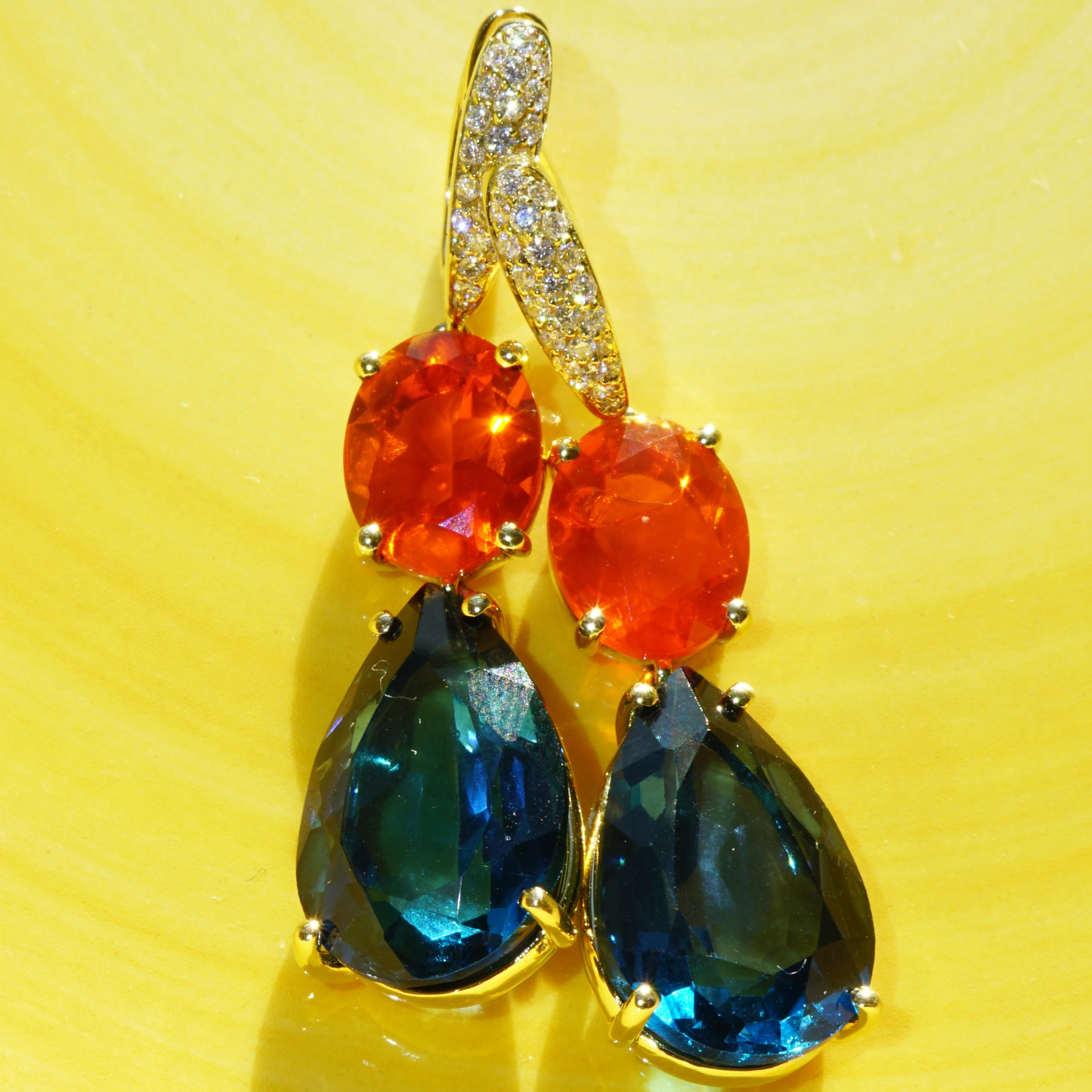 Topaz Fireopal Brilliant Earrings...Quality Earjewellery...Wow Colors