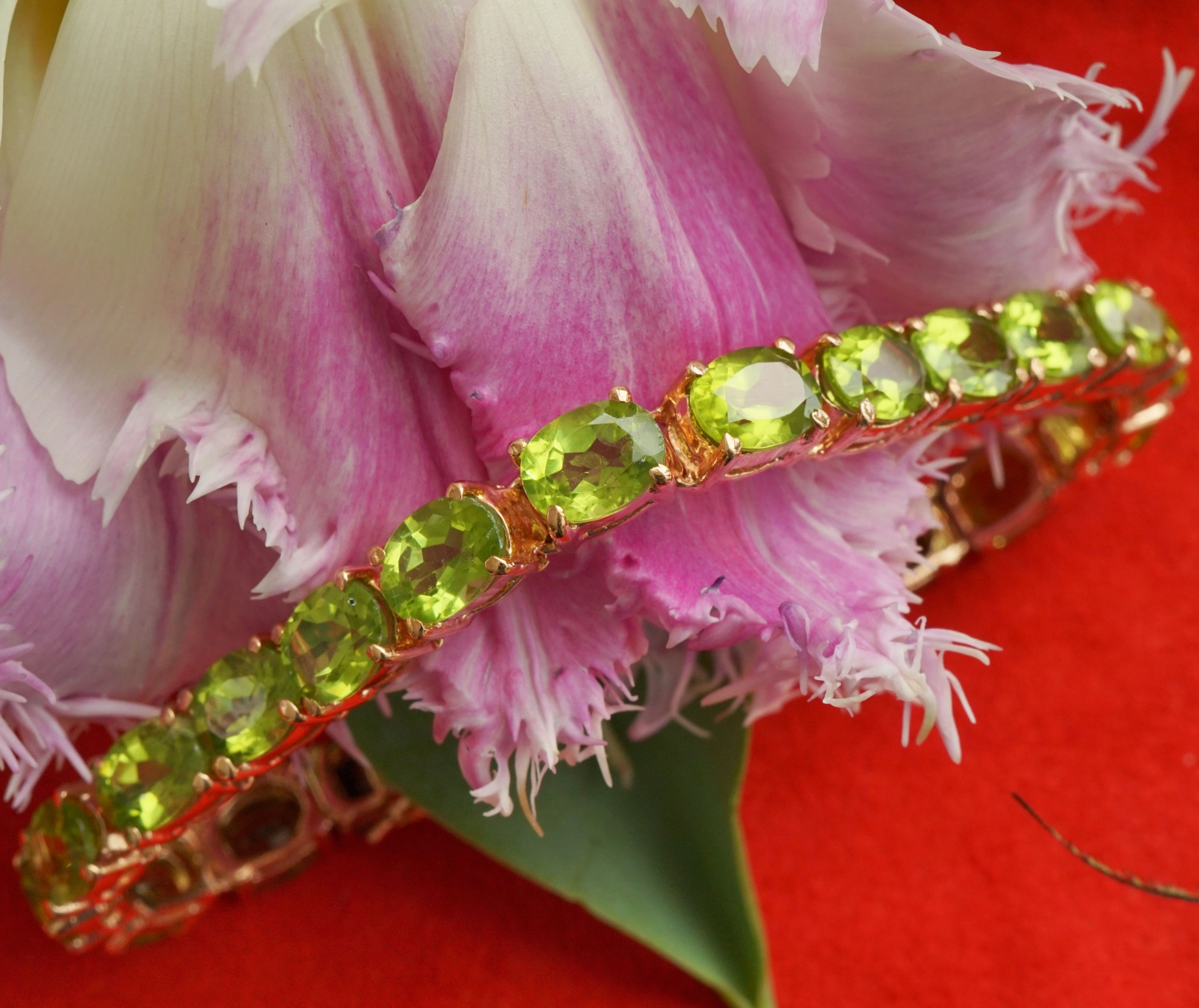 PERIDOT ARMBAND 25 ct Silber rosevergoldet 19 cm you will love this green fire