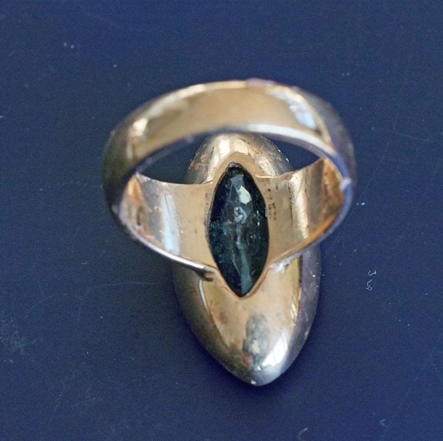 Aquamarin Silver Ring Navette 20 x 9 mm